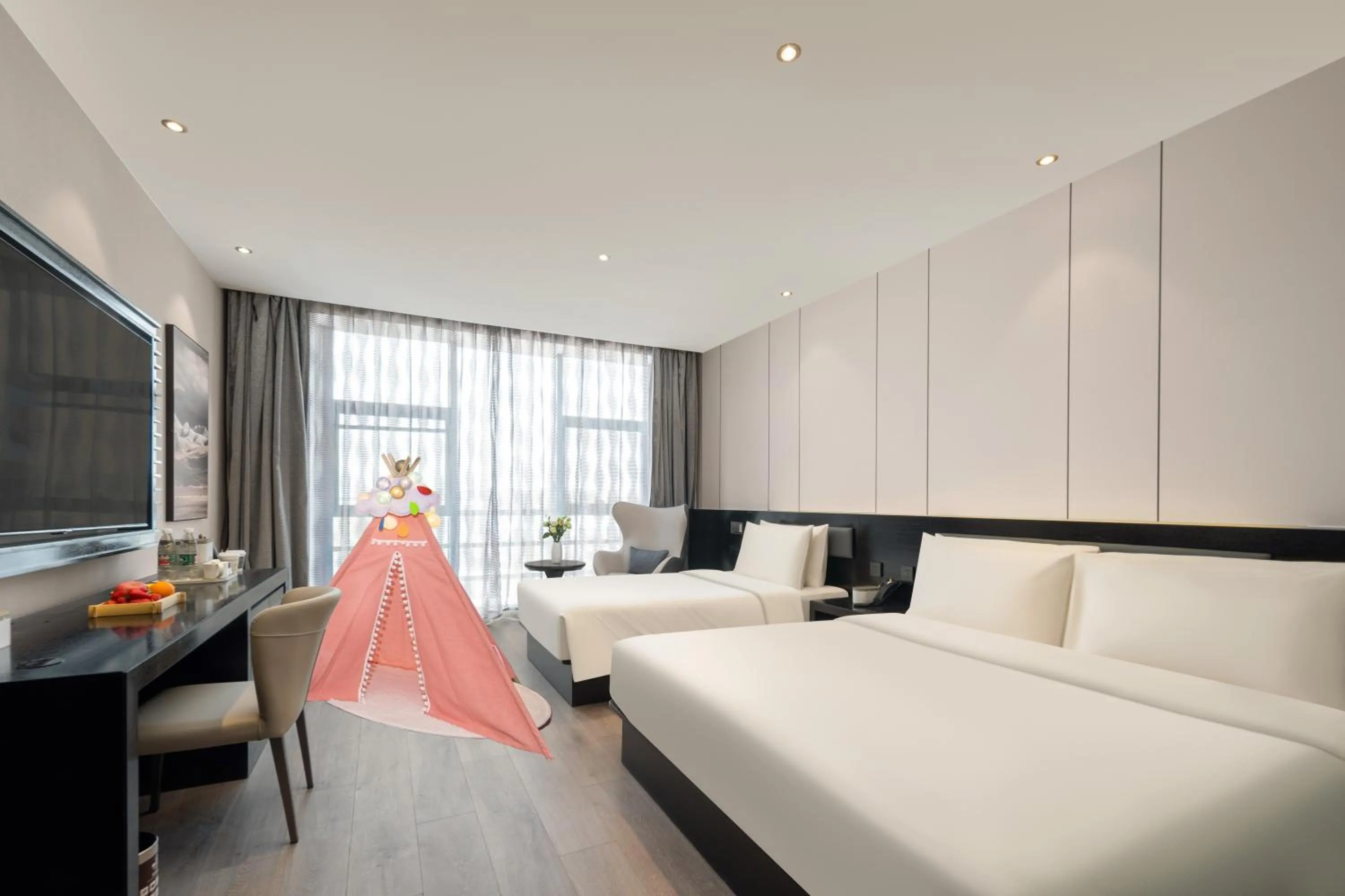 Living room, Bed in Atour X Hotel Shanghai International Tourism and Resort Safari Park