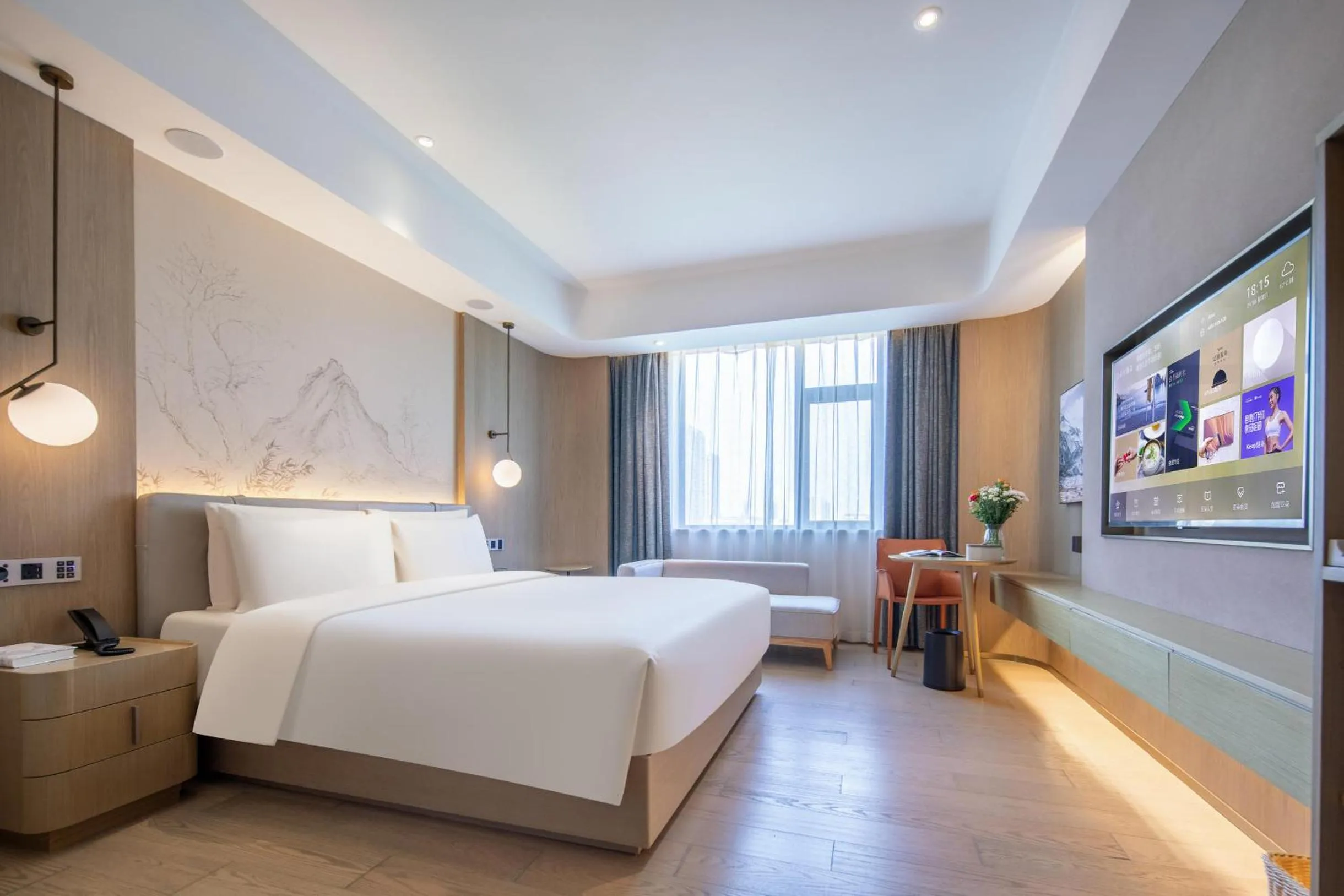 Bed in Atour X Hotel Shanghai Jinshan Wanda Plaza City Beach