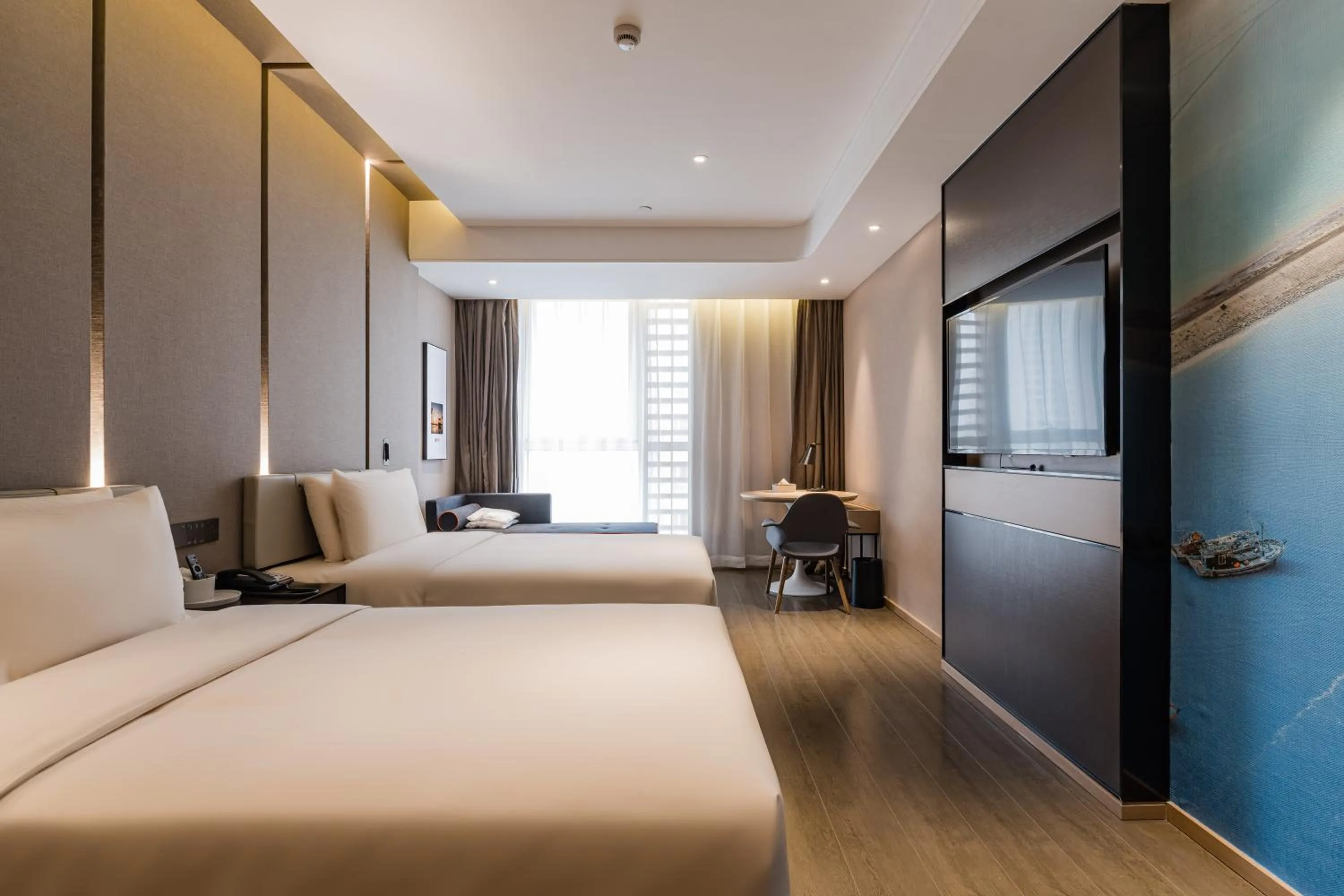 Bed in Atour Hotel Ningbo Yinzhou Impression City