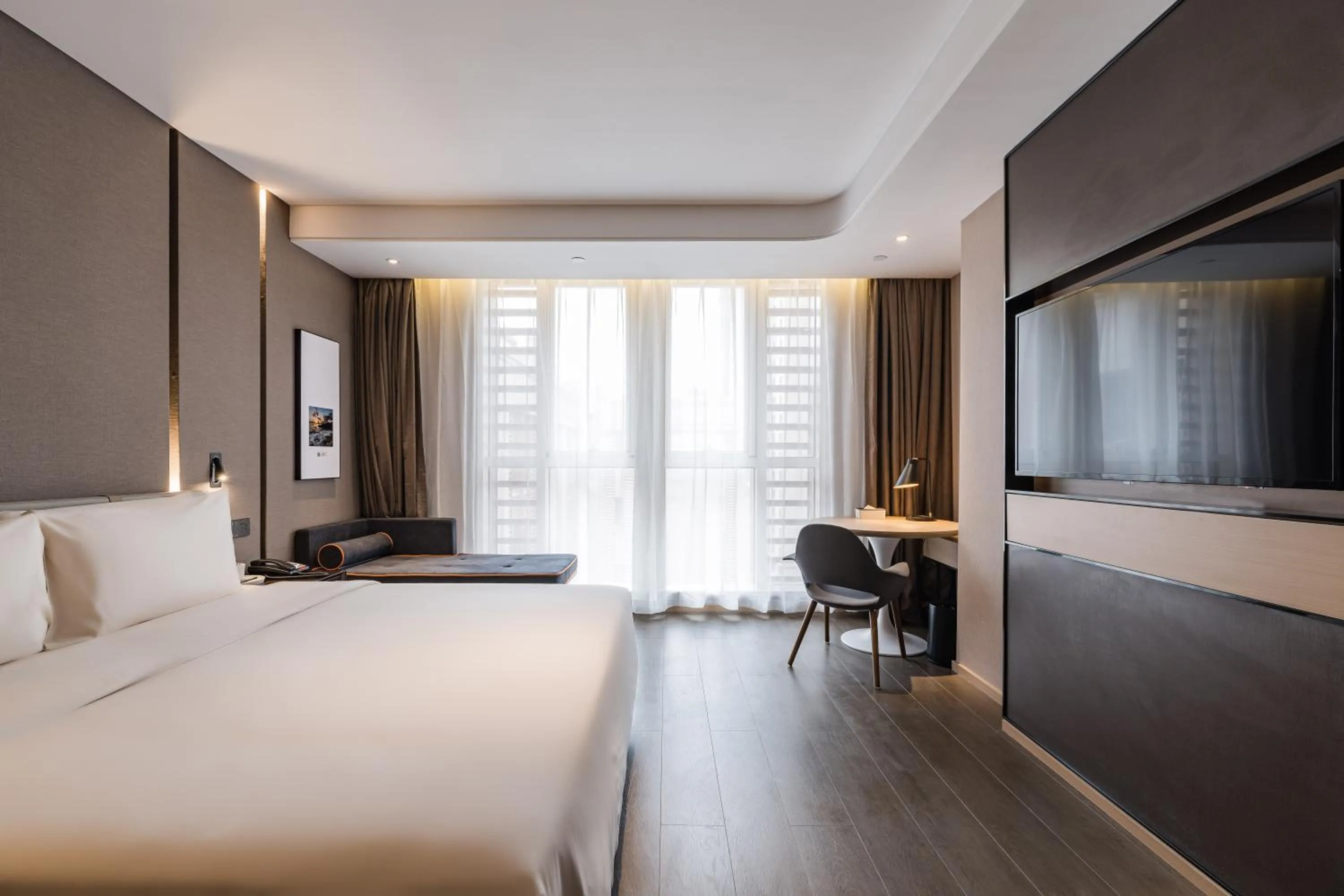 Bed in Atour Hotel Ningbo Yinzhou Impression City