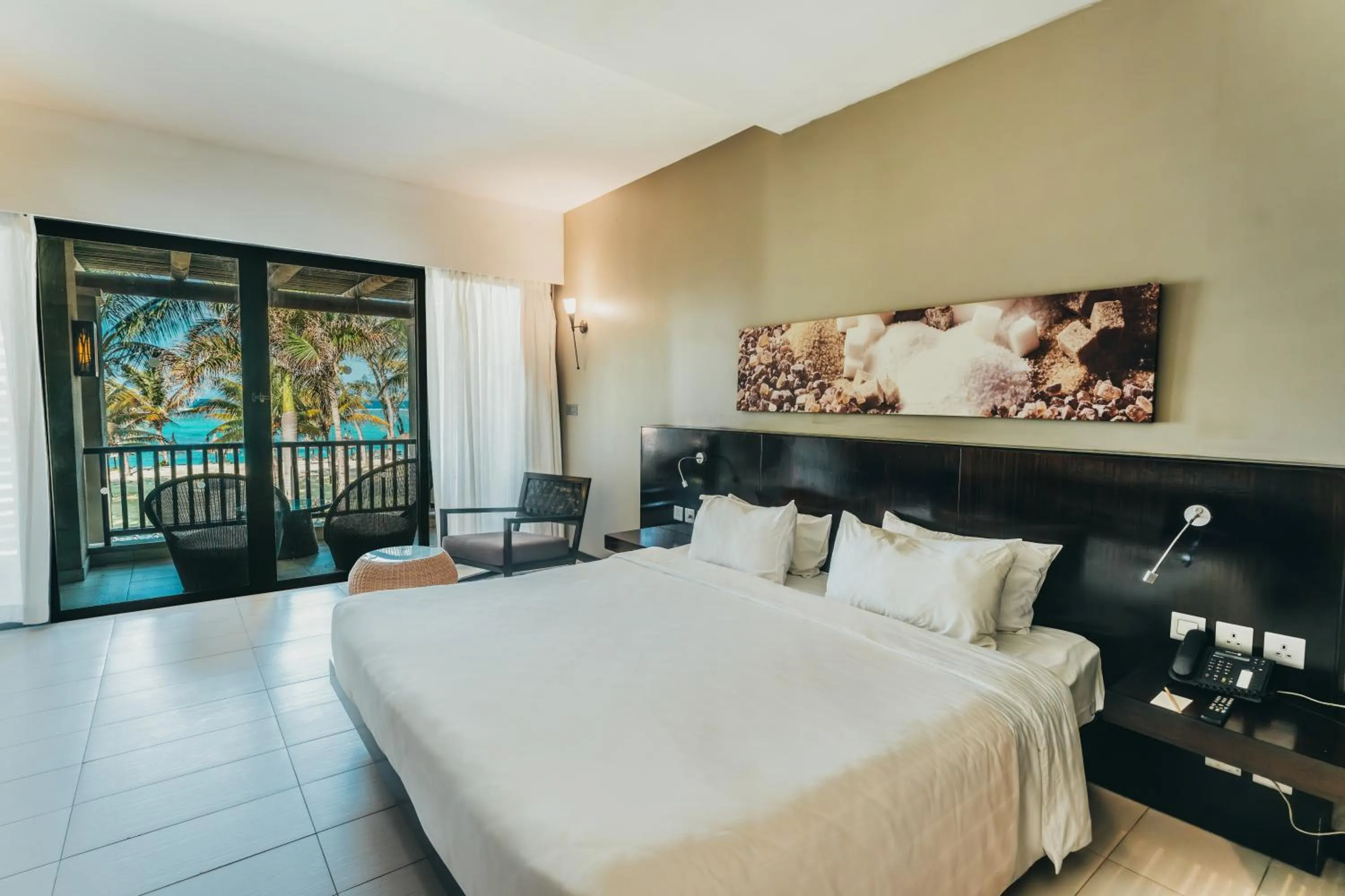 View (from property/room), Bed in Crystals Beach Resort Belle Mare, a member of Radisson Individuals