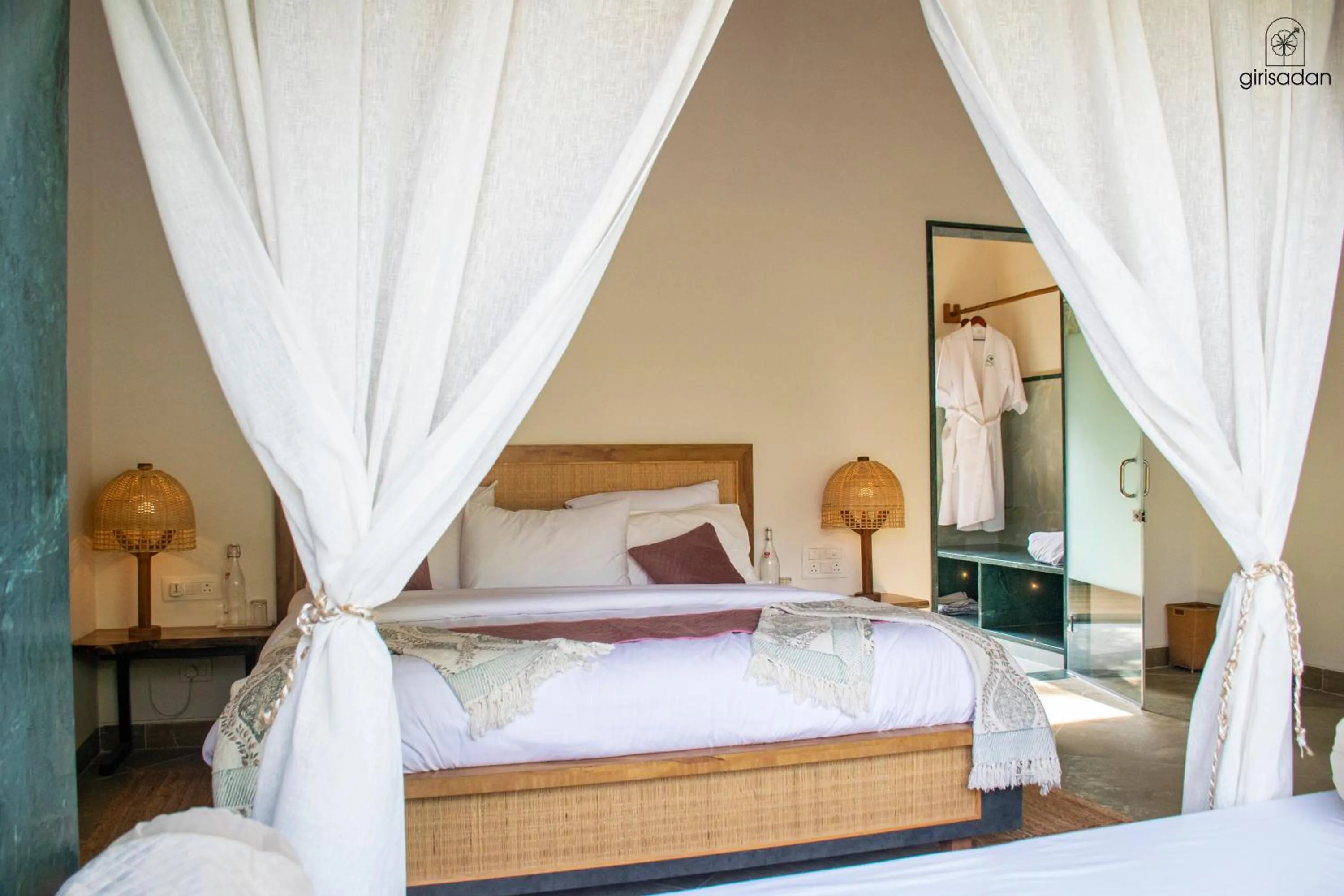 Photo of the whole room, Bed in GiriSadan Organic Retreat & Experiences