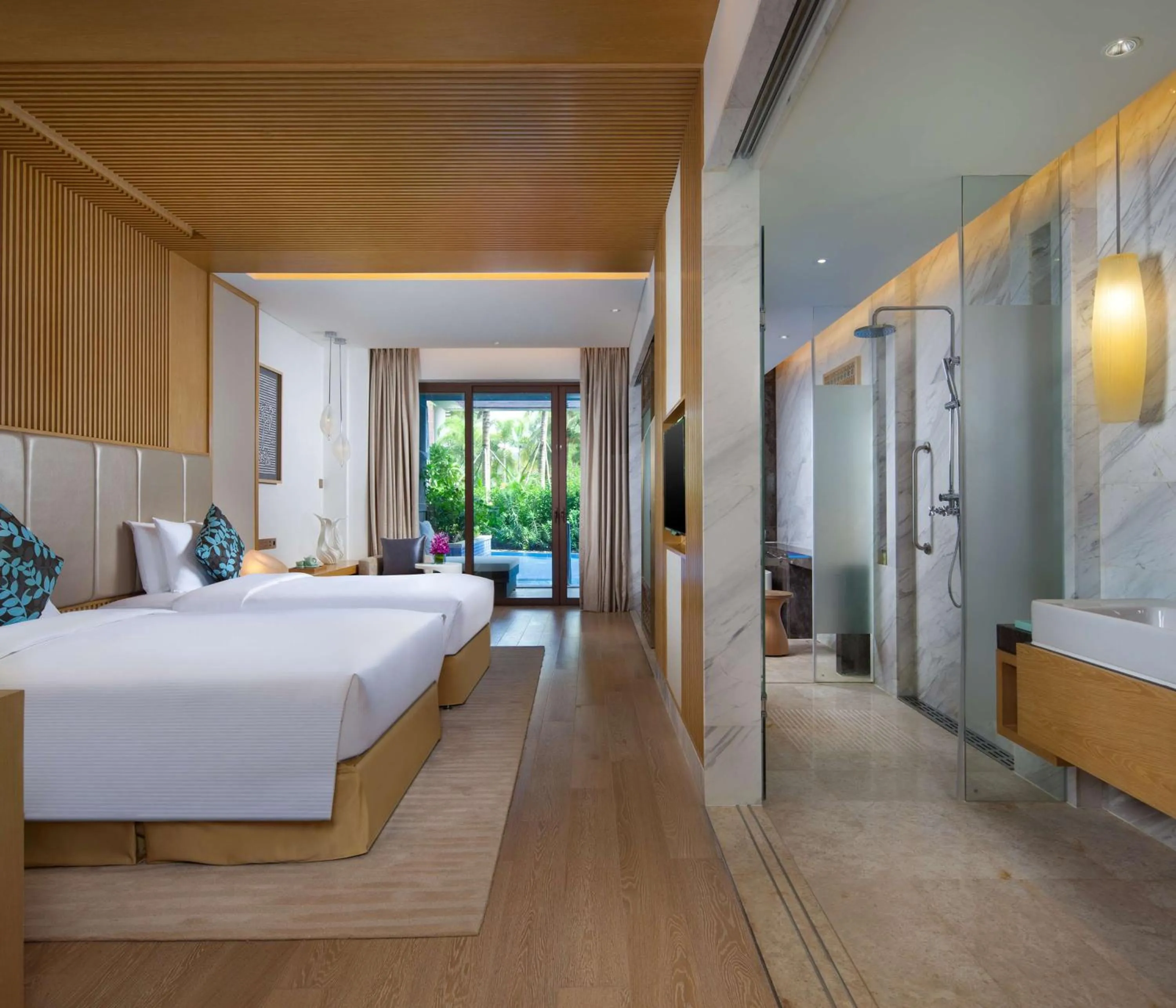 Bathroom, Bed in Sanya Yazhou Bay Resort Curio Collection by Hilton