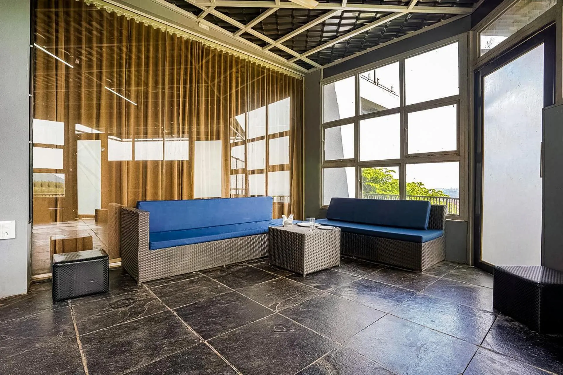Seating area in Wabi Sabi Resort, Igatpuri