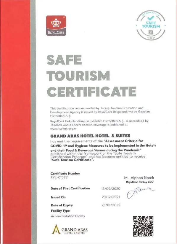 Logo/Certificate/Sign in Grand Aras Hotel & Suites