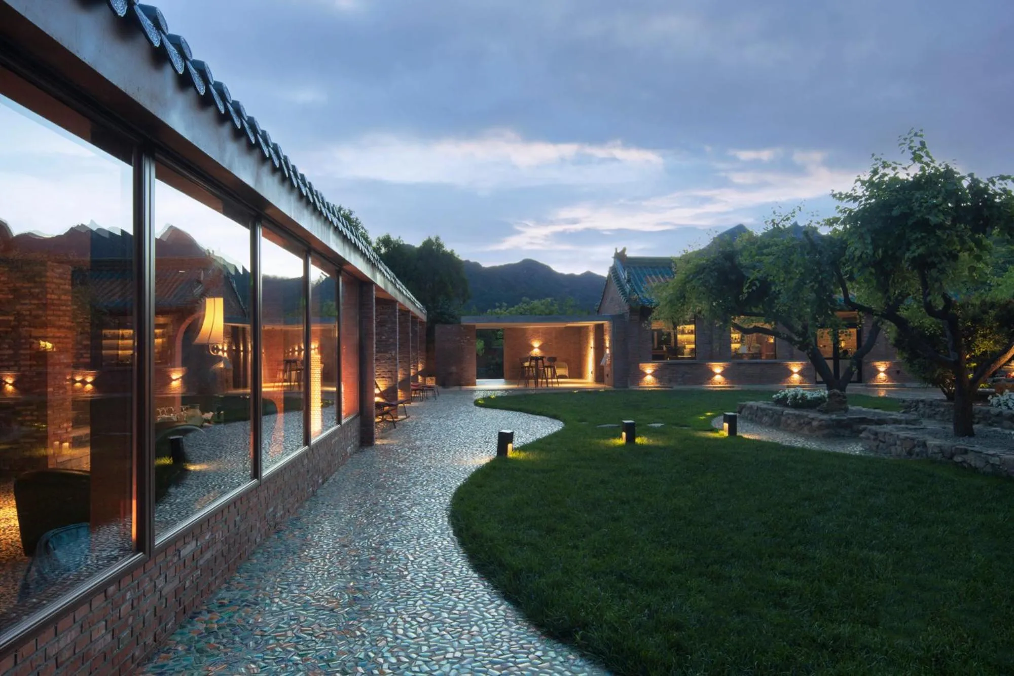 Natural landscape in Brickyard Retreat at Mutianyu Great Wall Adjoin to Mutianyu Great Wall - Room with the View of Great Wall - Jacuzzi with the View of Great Wall - Vehicle Shuttle Service - International Catering - SPA& Nail Beauty Facilities