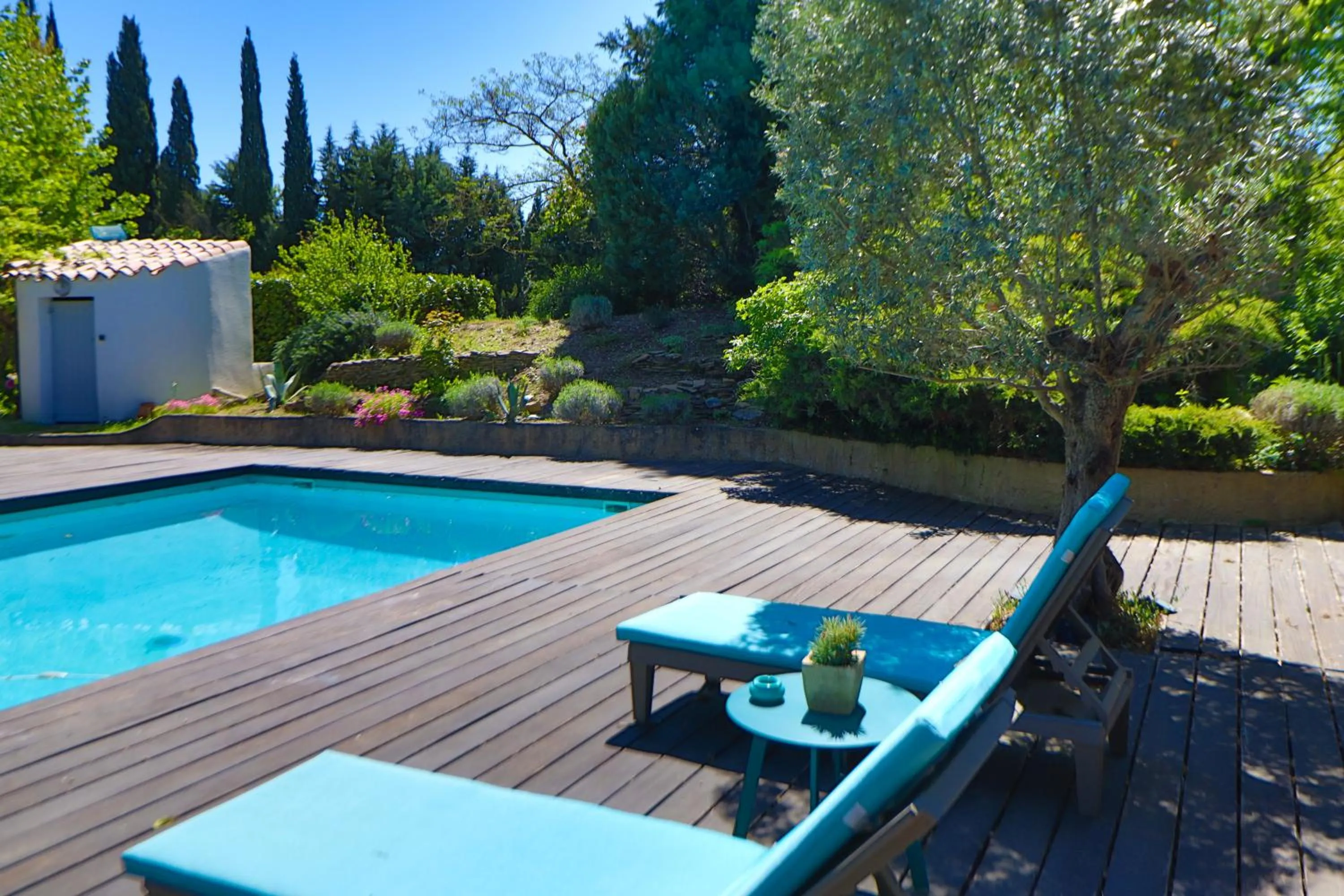 Pool view in Le Mas de Bertagne