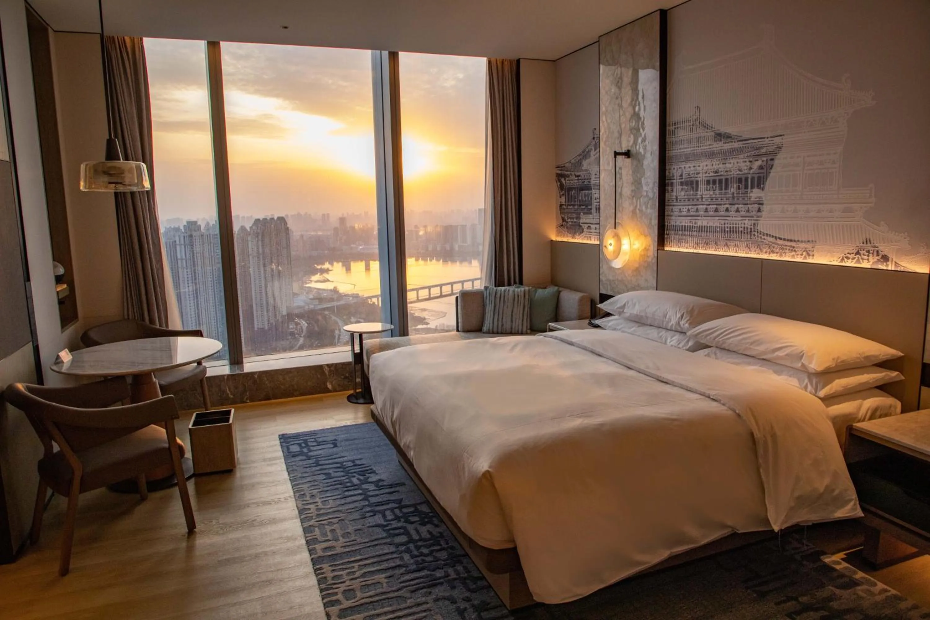 Bed in Wuhan Marriott Hotel Wuchang