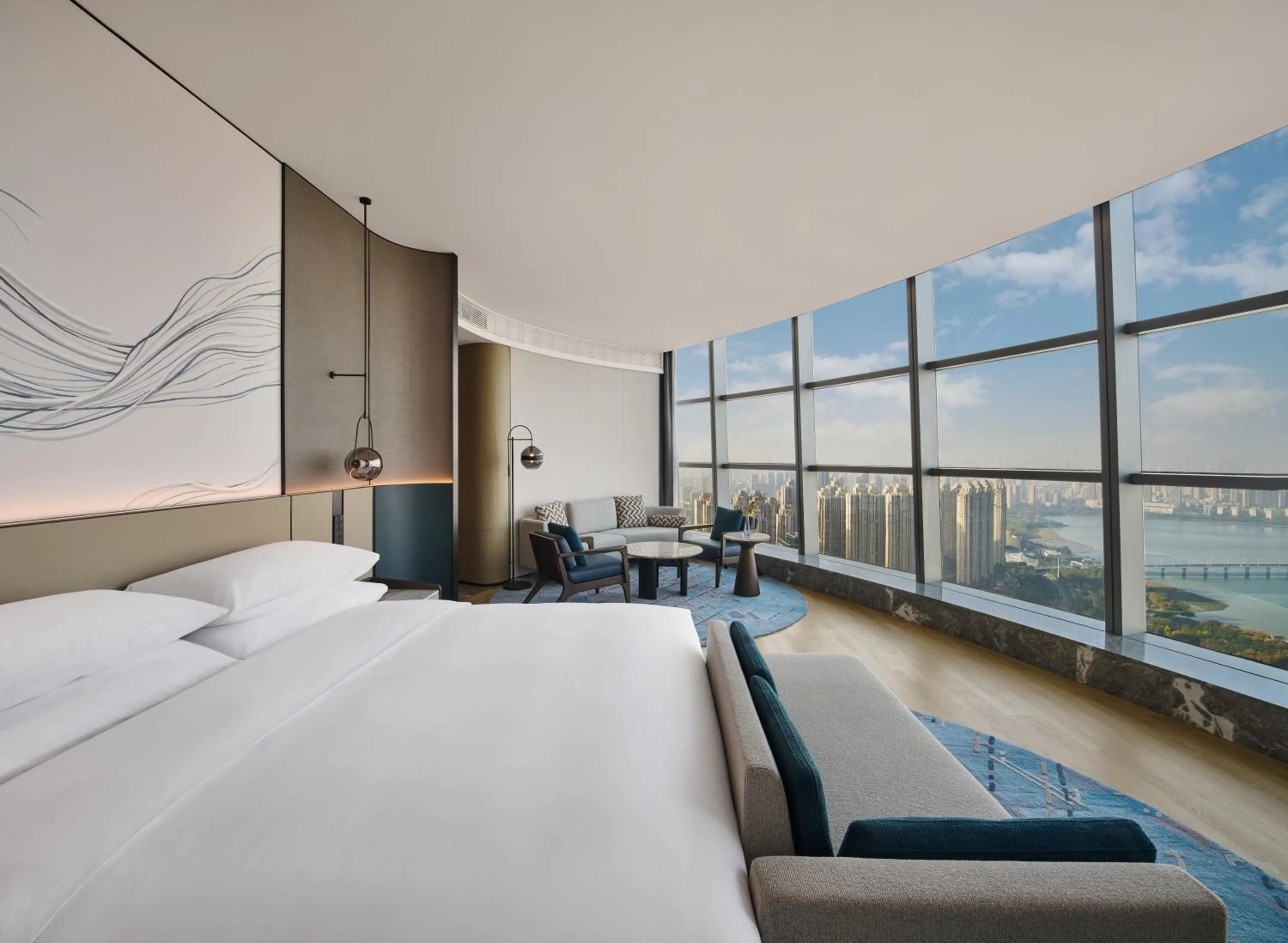 Bed in Wuhan Marriott Hotel Wuchang