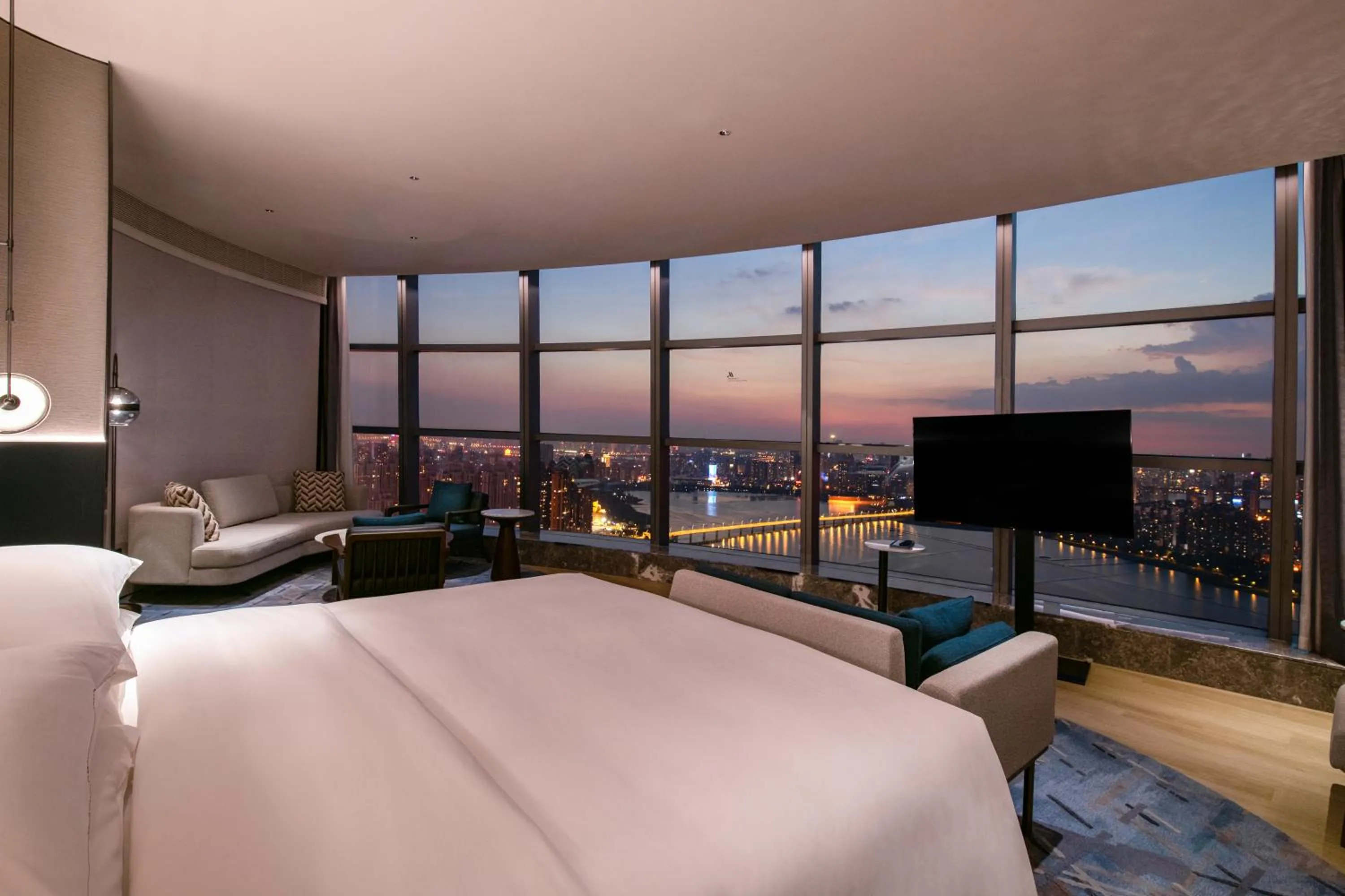 Bed in Wuhan Marriott Hotel Wuchang