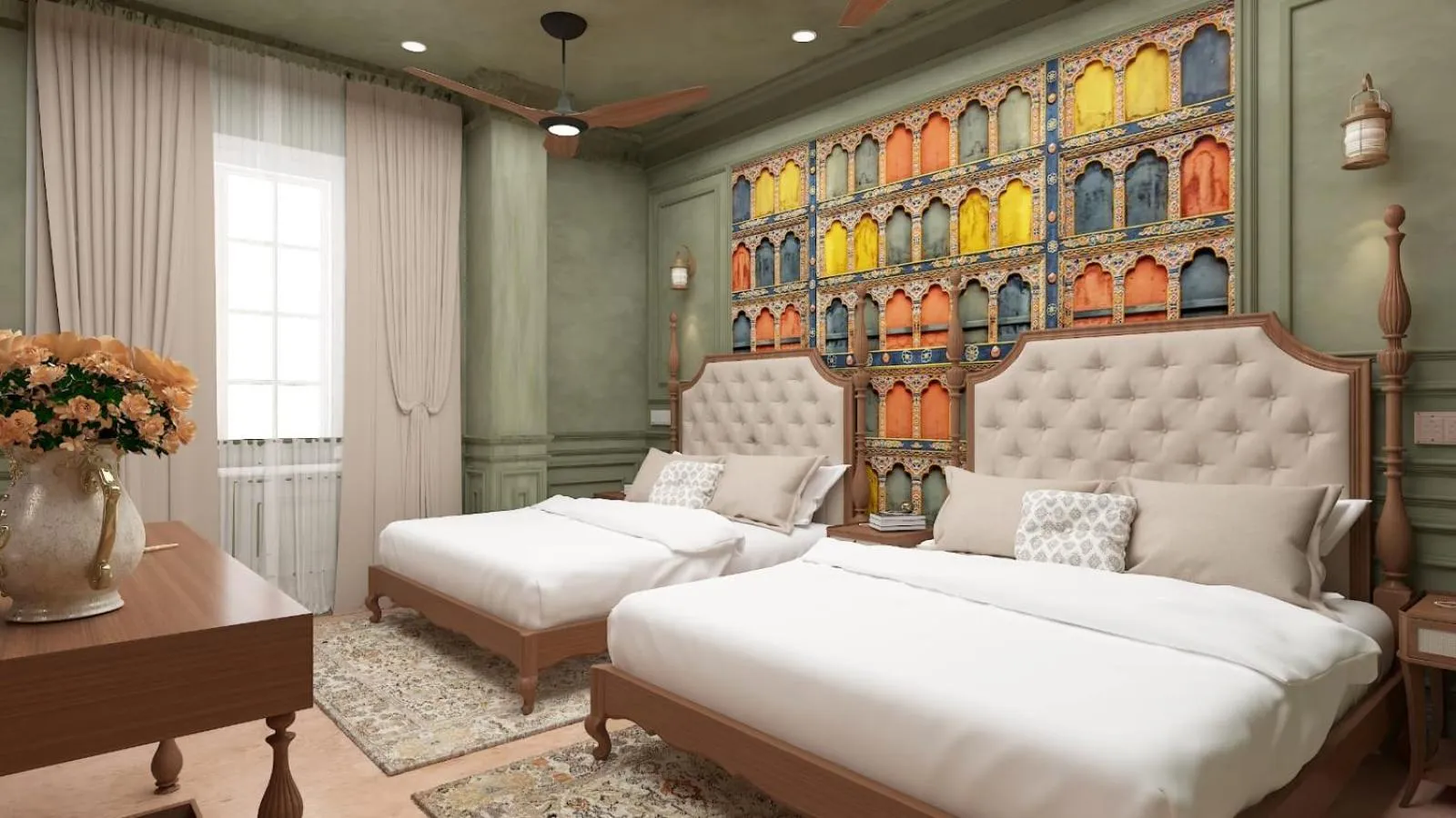 Bed in Shri Ram Paying Guest House Premium Rooms