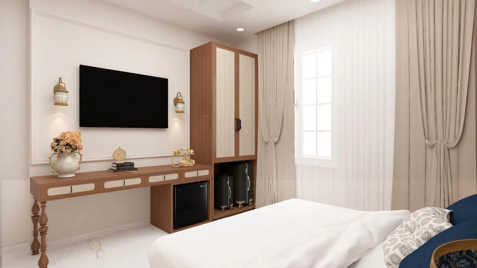 Bed in Shri Ram Paying Guest House Premium Rooms