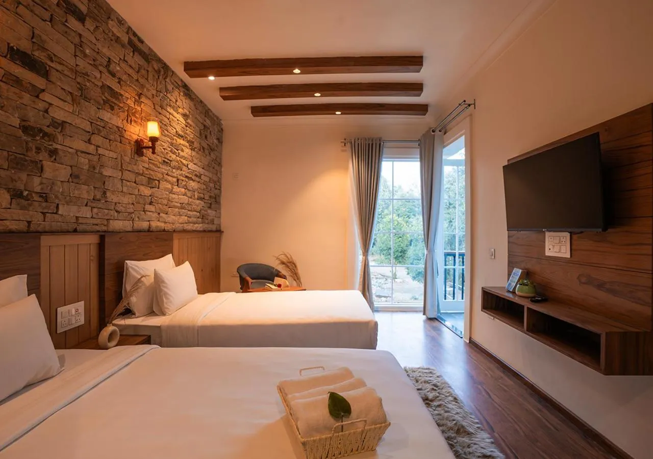 Bed in Moustache Bhimtal Luxuria, Nainital