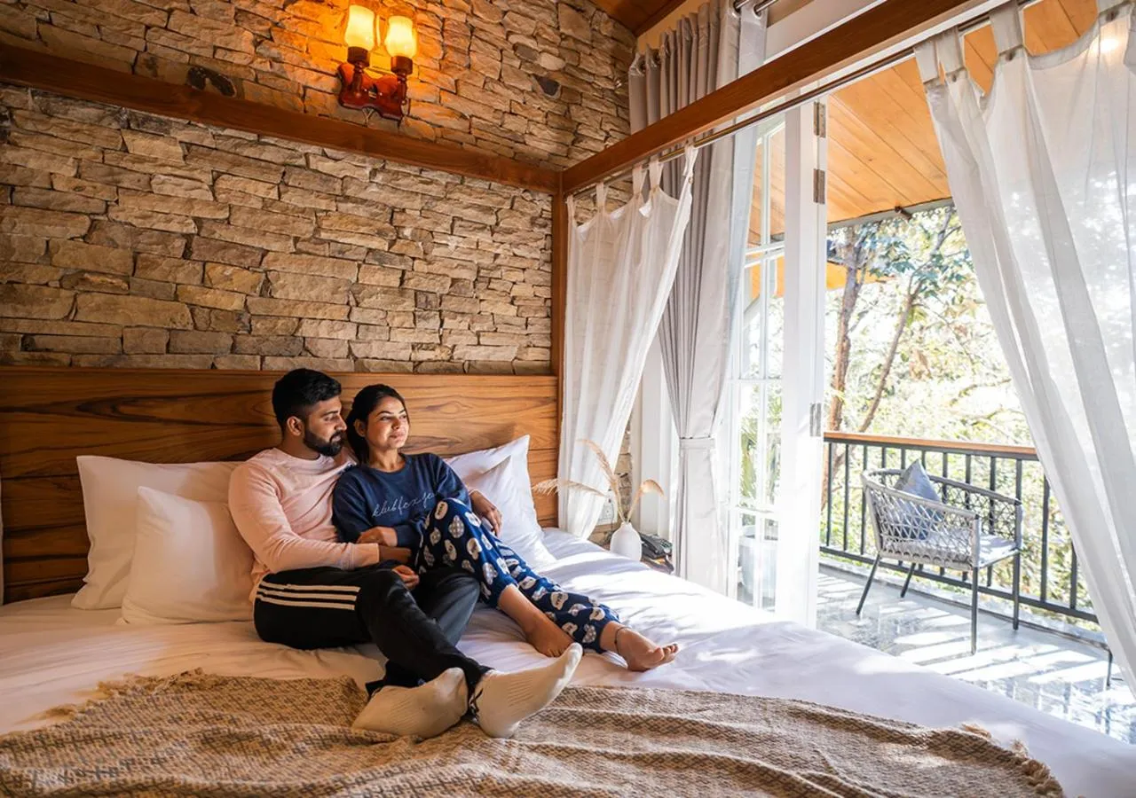 Bed in Moustache Bhimtal Luxuria, Nainital