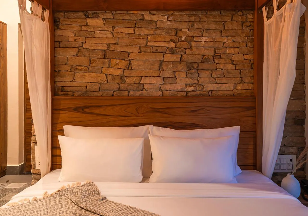 Bed in Moustache Bhimtal Luxuria, Nainital