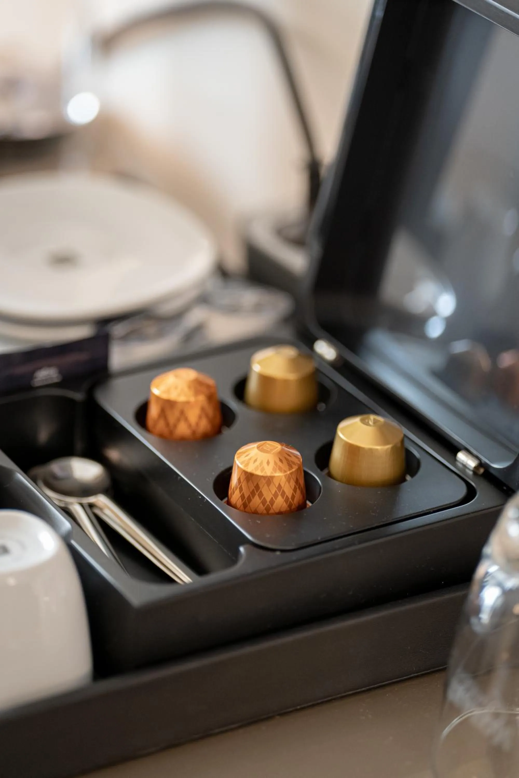 Coffee/tea facilities in Maxim Suites by Elias Holl