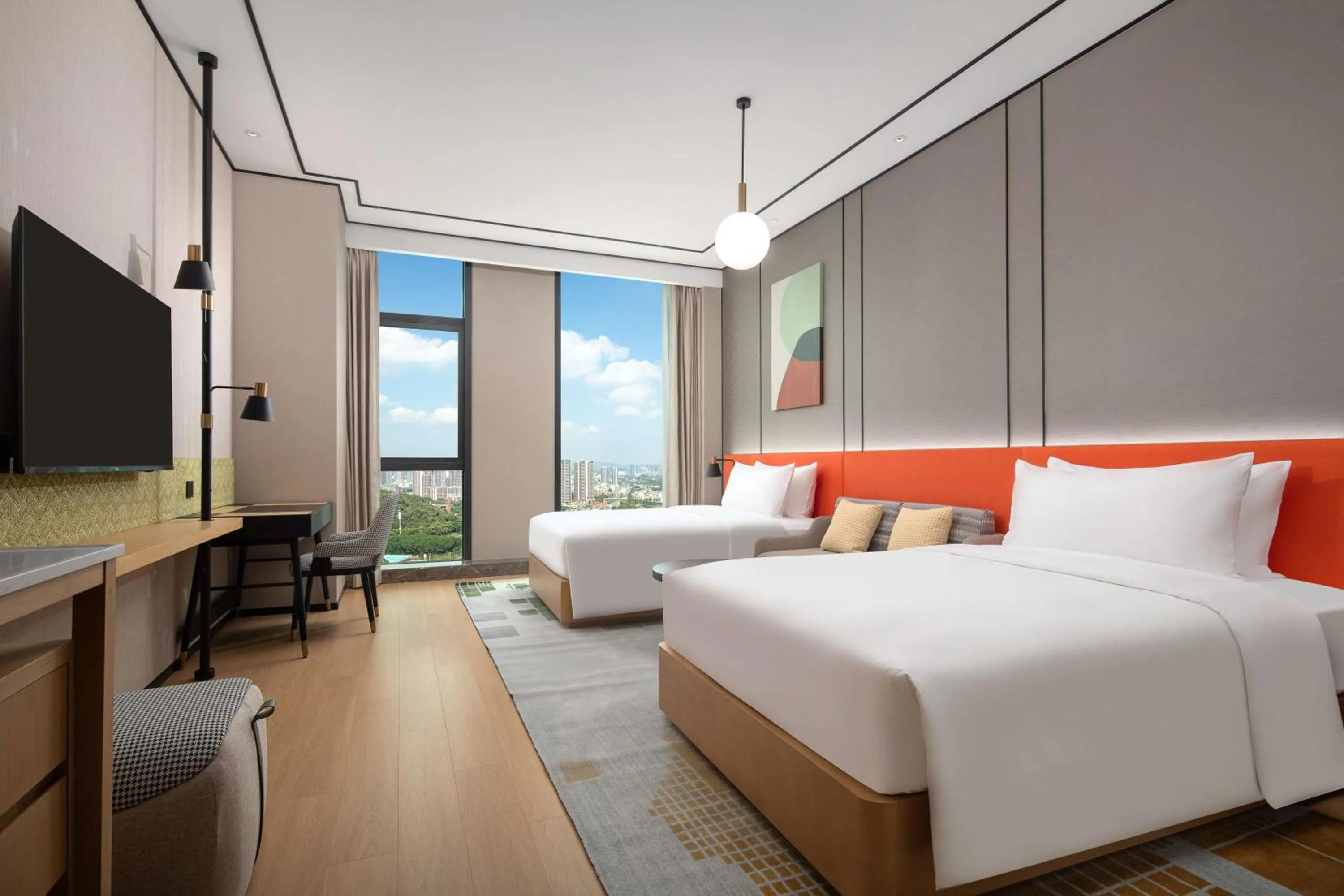 Bedroom, Bed in Hilton Garden Inn Shenzhen Guangming Hongqiao Park
