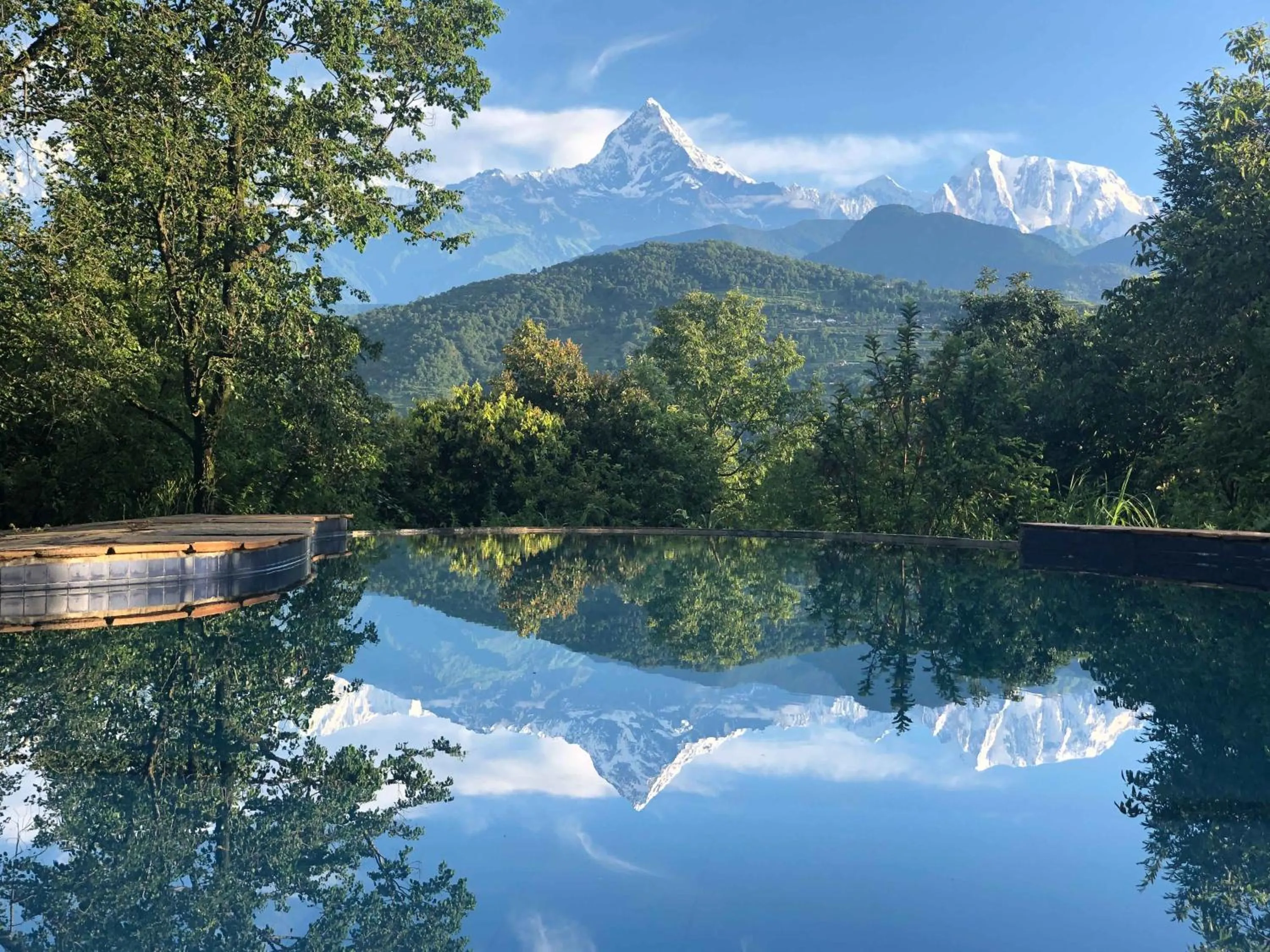 Swimming pool in Tiger Mountain Pokhara Lodge