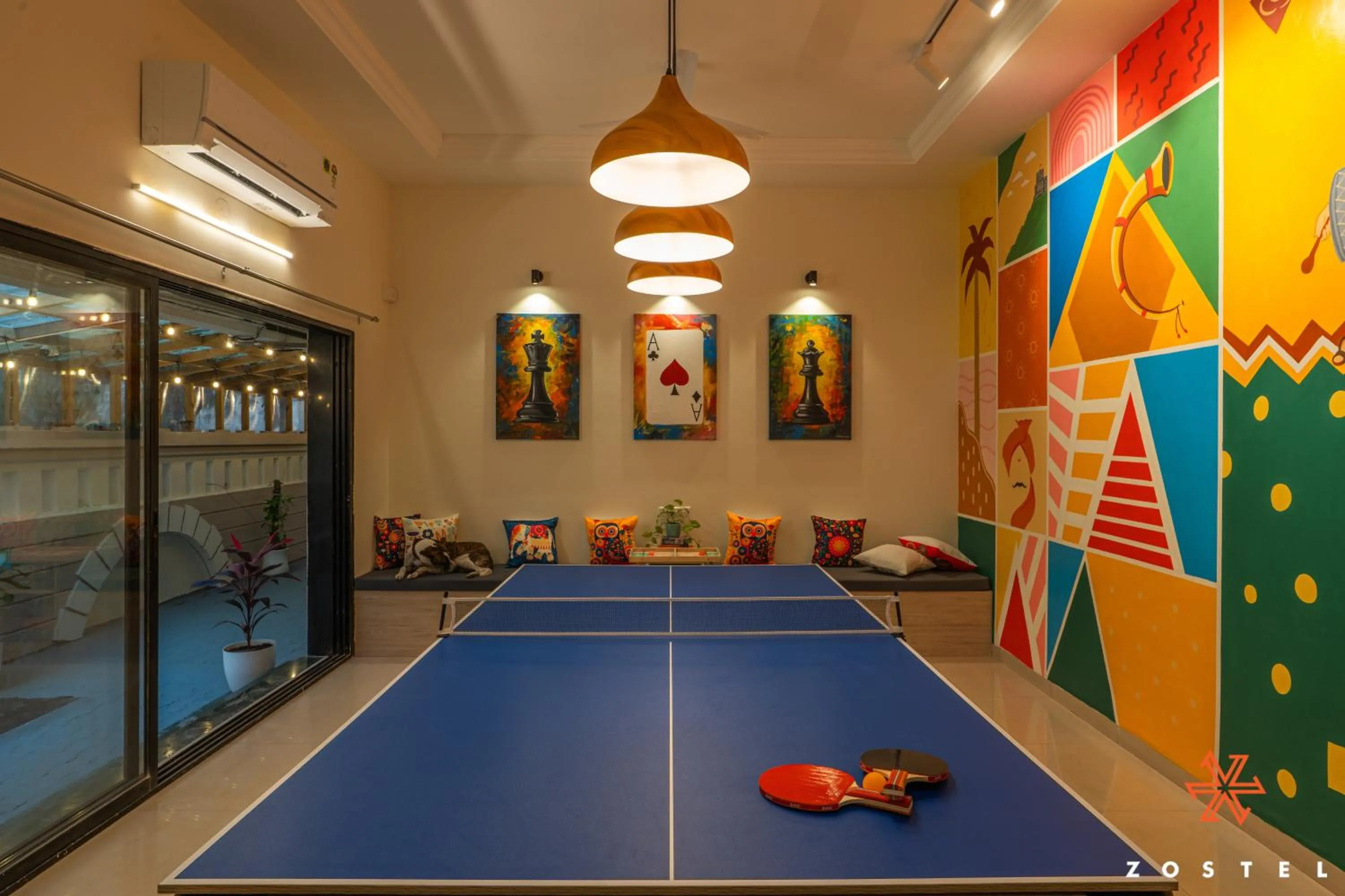 Table tennis in Zostel Pune, Viman Nagar
