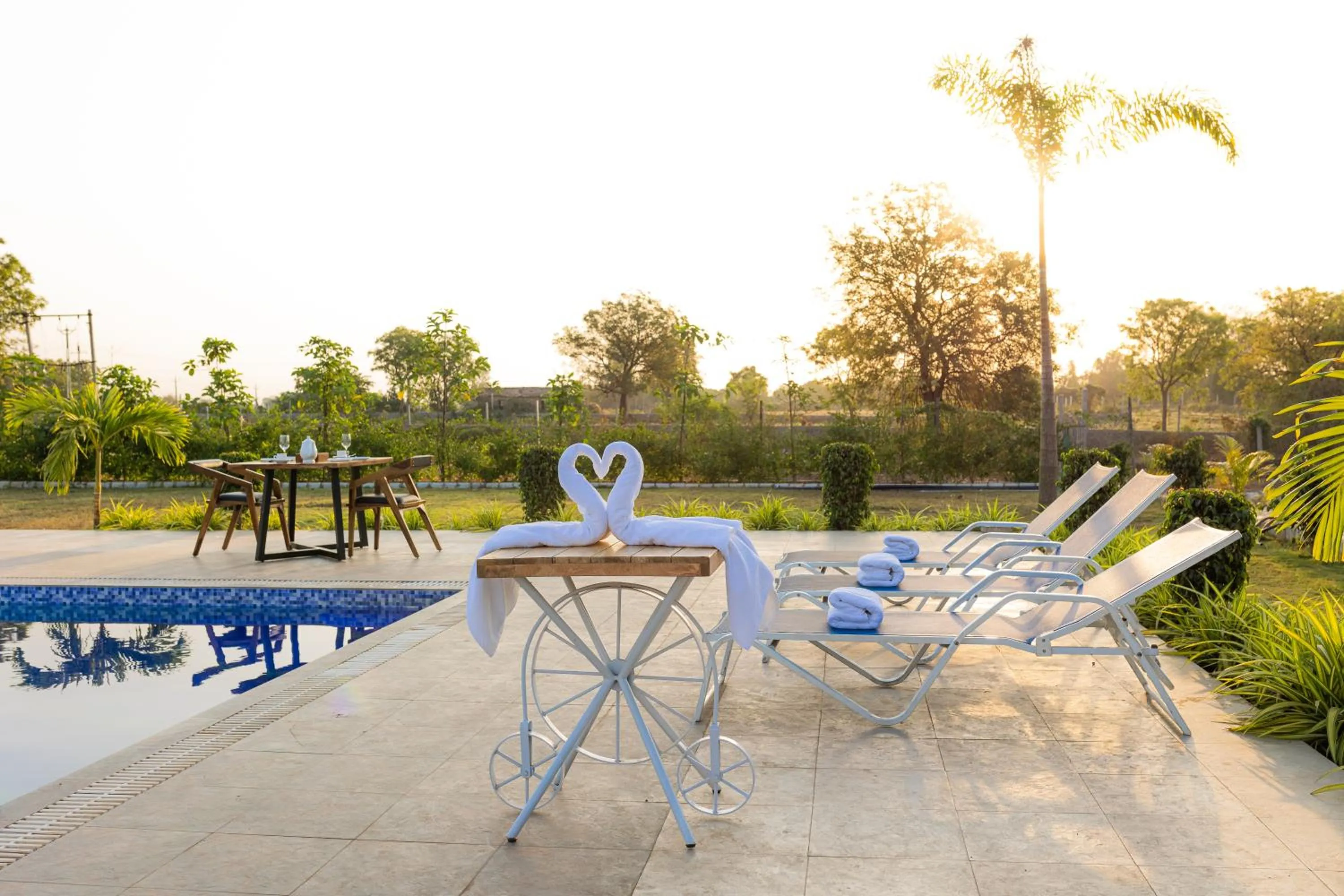 Pool view in Daksh Eden Greenz -A Luxury Resort in Sasan Gir