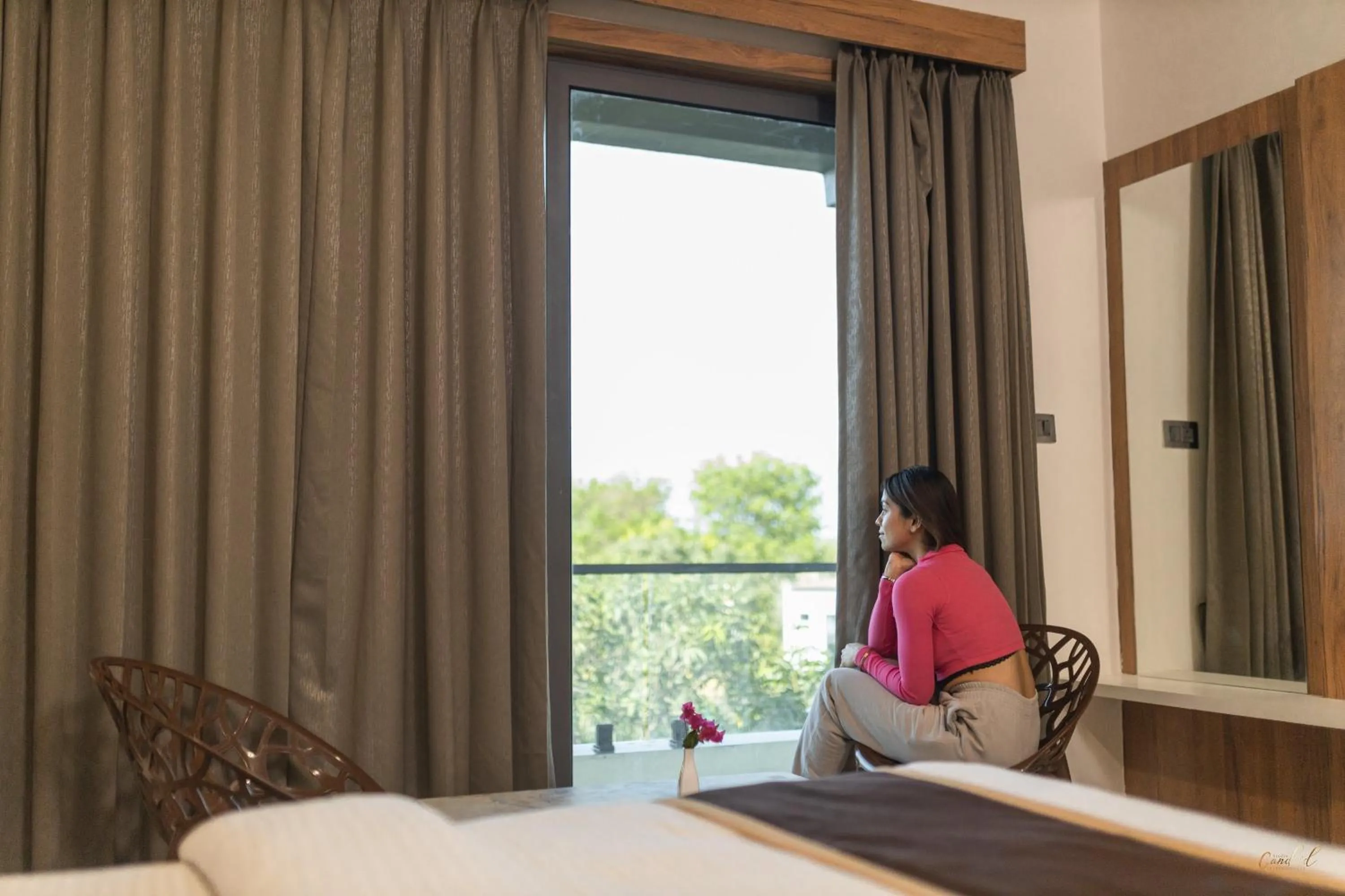 View (from property/room), Bed in Daksh Eden Greenz -A Luxury Resort in Sasan Gir