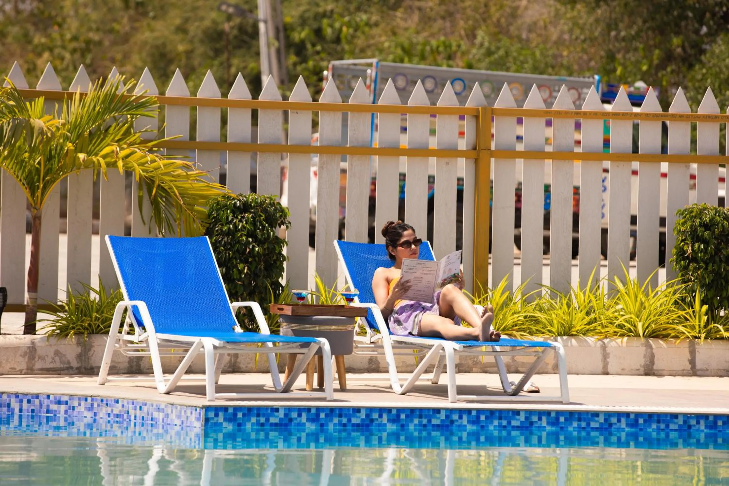 Pool view in Daksh Eden Greenz -A Luxury Resort in Sasan Gir