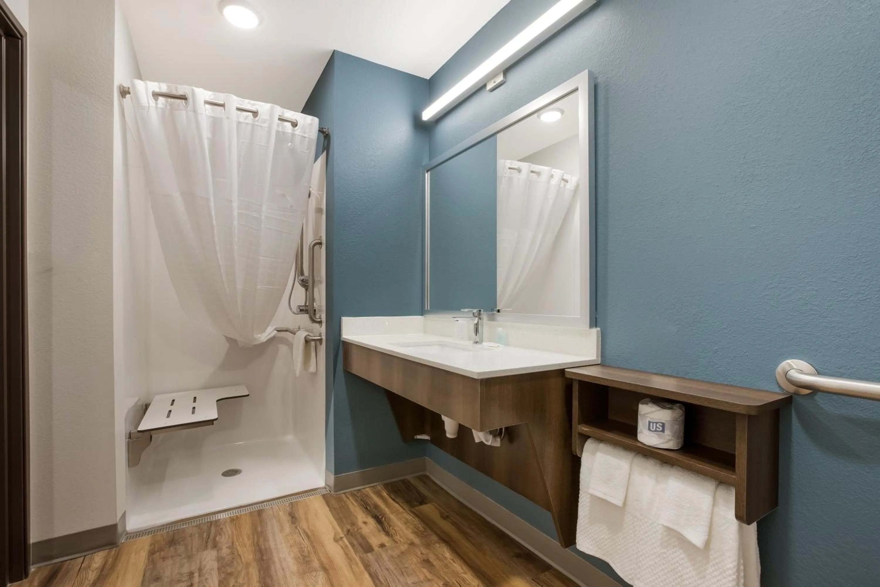 Bathroom in WoodSpring Suites Macon North