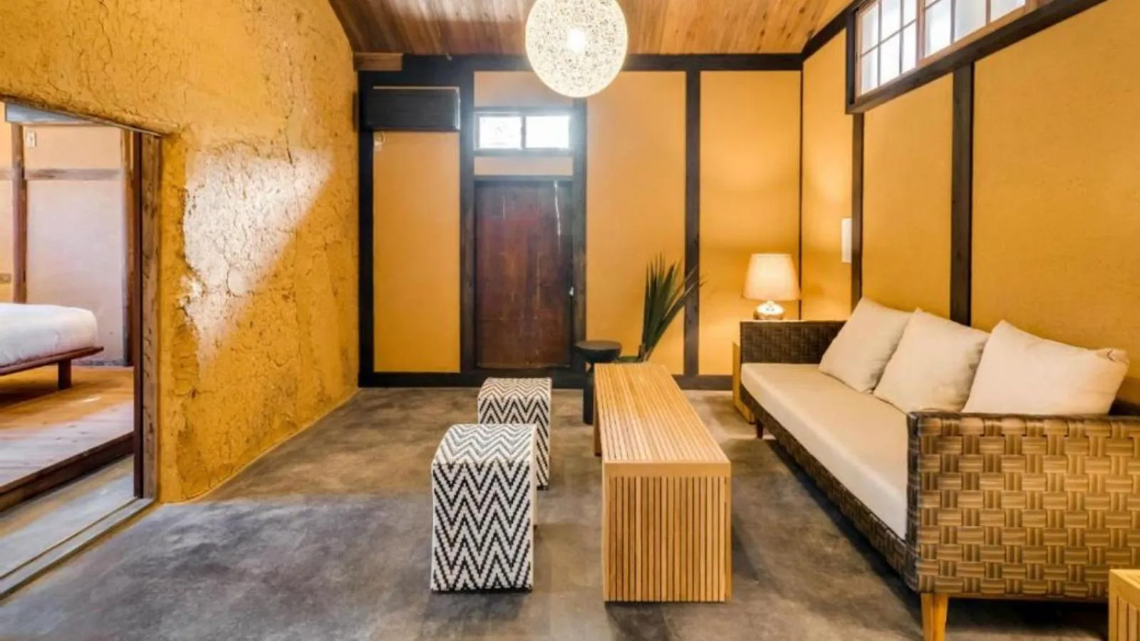 Decorative detail, Bed in EN Takeda Castle Town Hotel