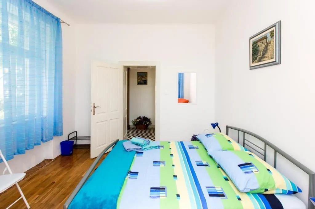 Bedroom, Bed in Apartment Blue & Green