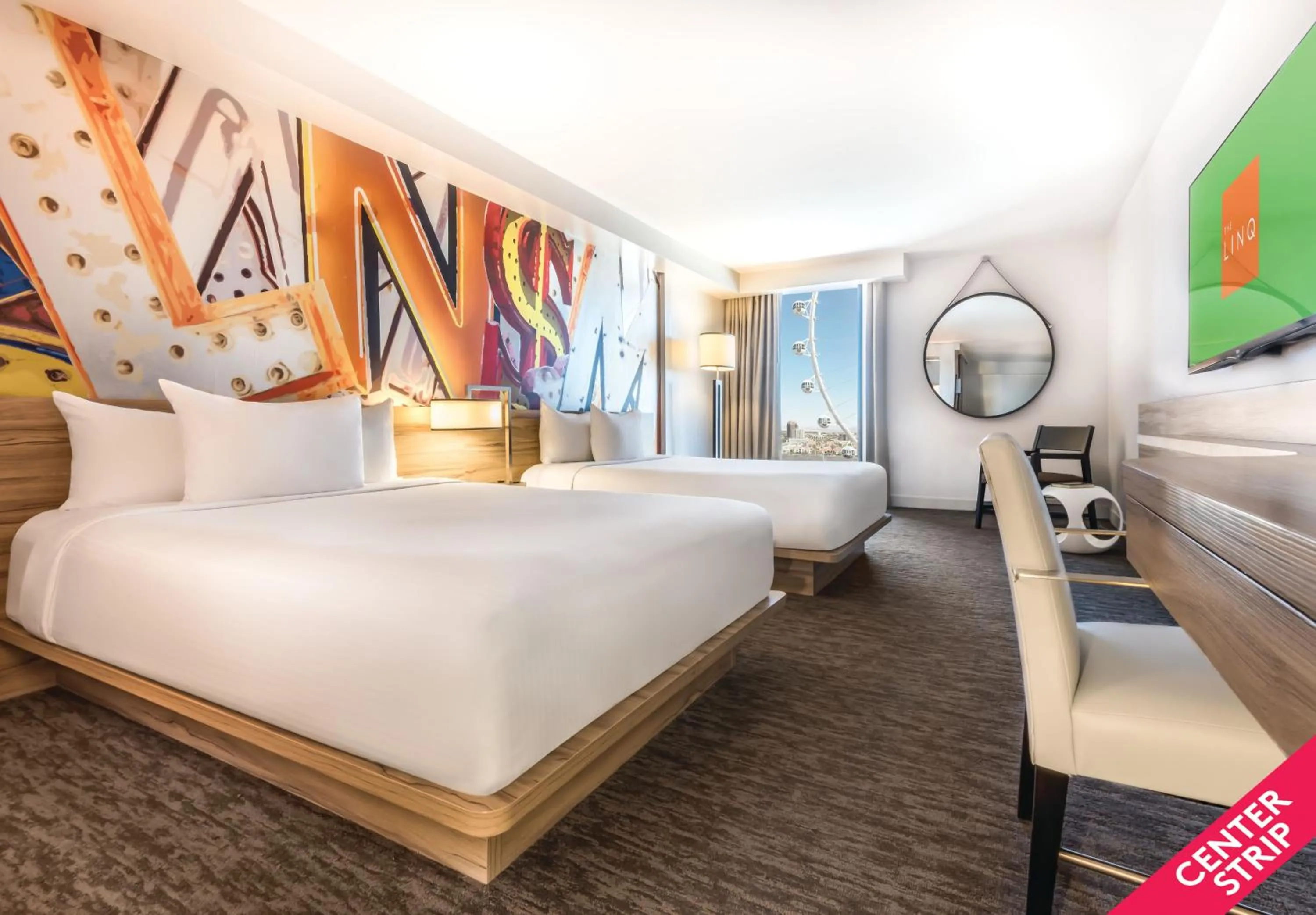 Bedroom, Bed in The LINQ Hotel & Casino, A Caesars Destination