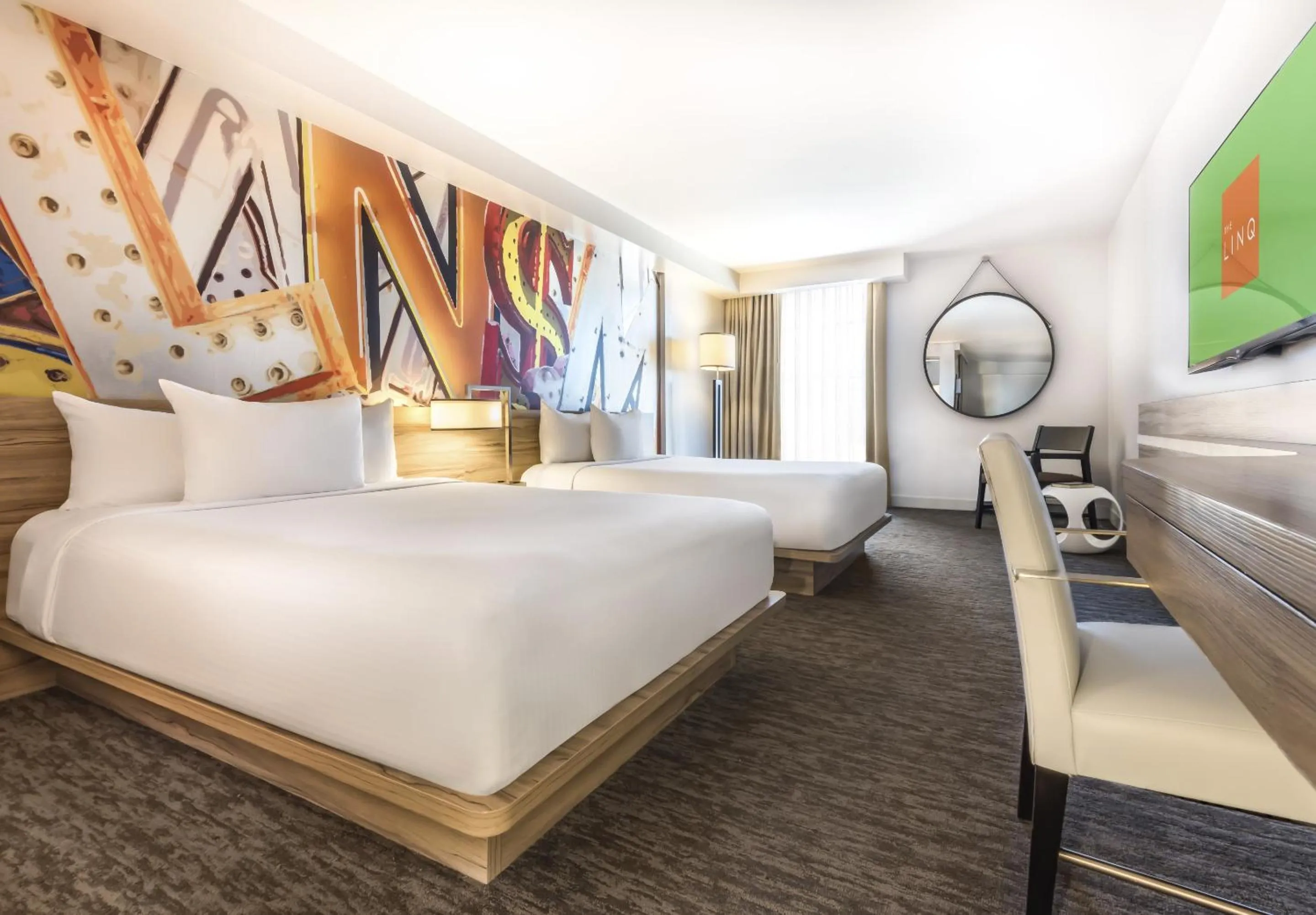 Bedroom, Bed in The LINQ Hotel & Casino, A Caesars Destination