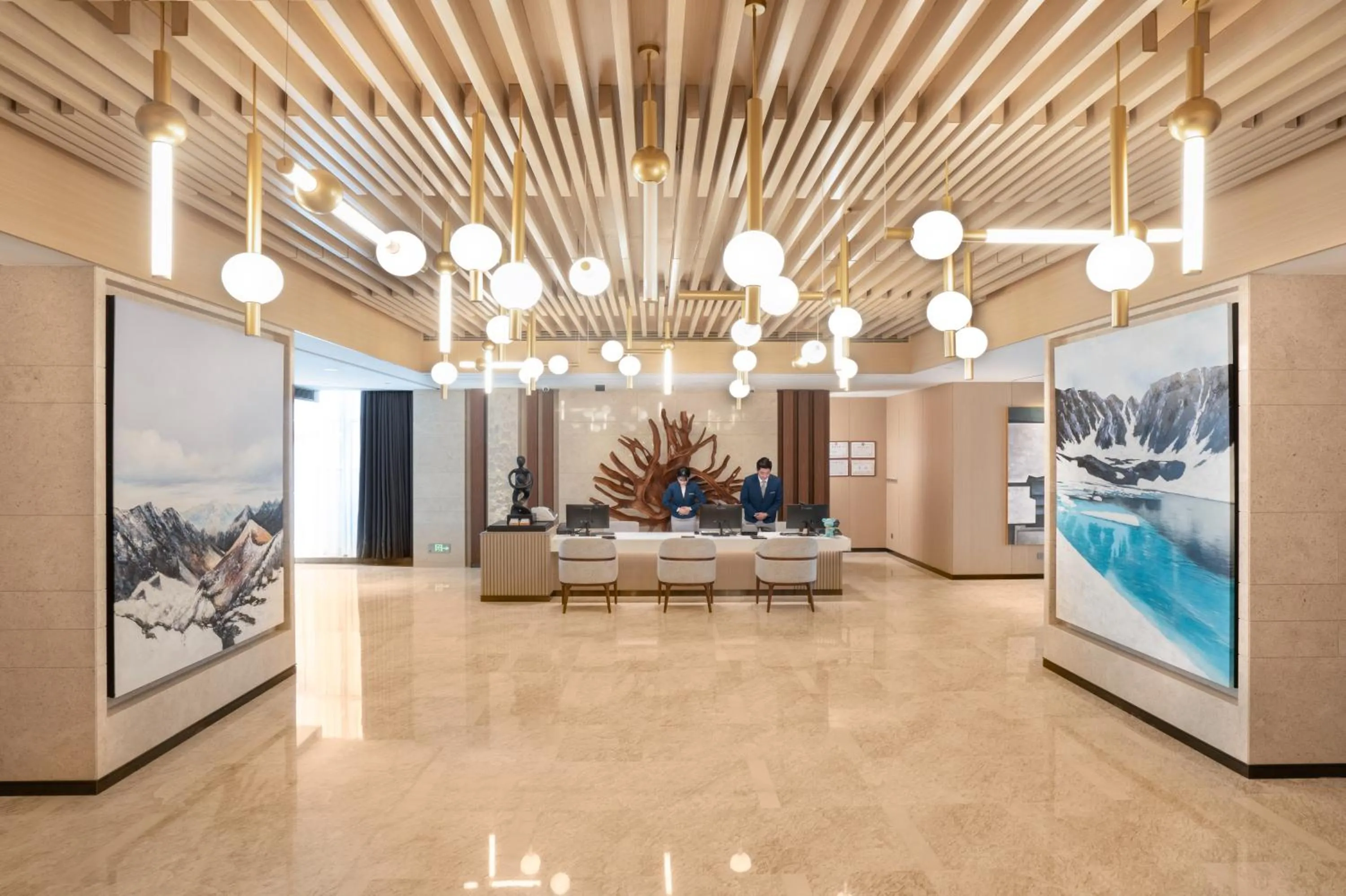 Lobby or reception in Shan Zhi Ye Serviced Apartment Hotel - Houjie Wanda Plaza Liaoxia Subway Station