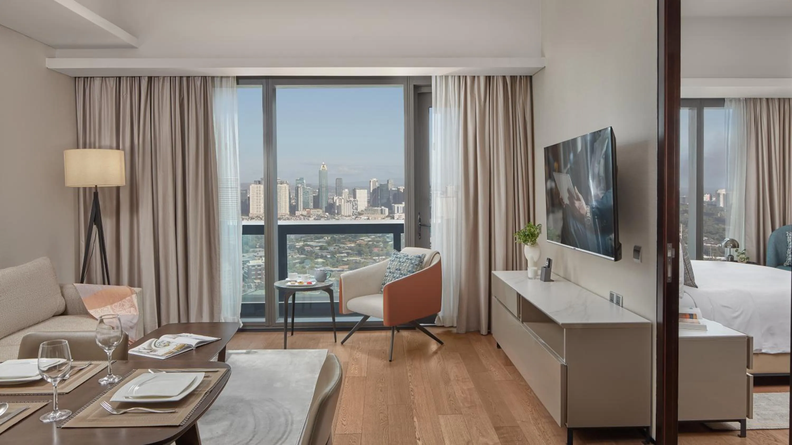 View (from property/room), Bed in Oakwood Makati Avenue