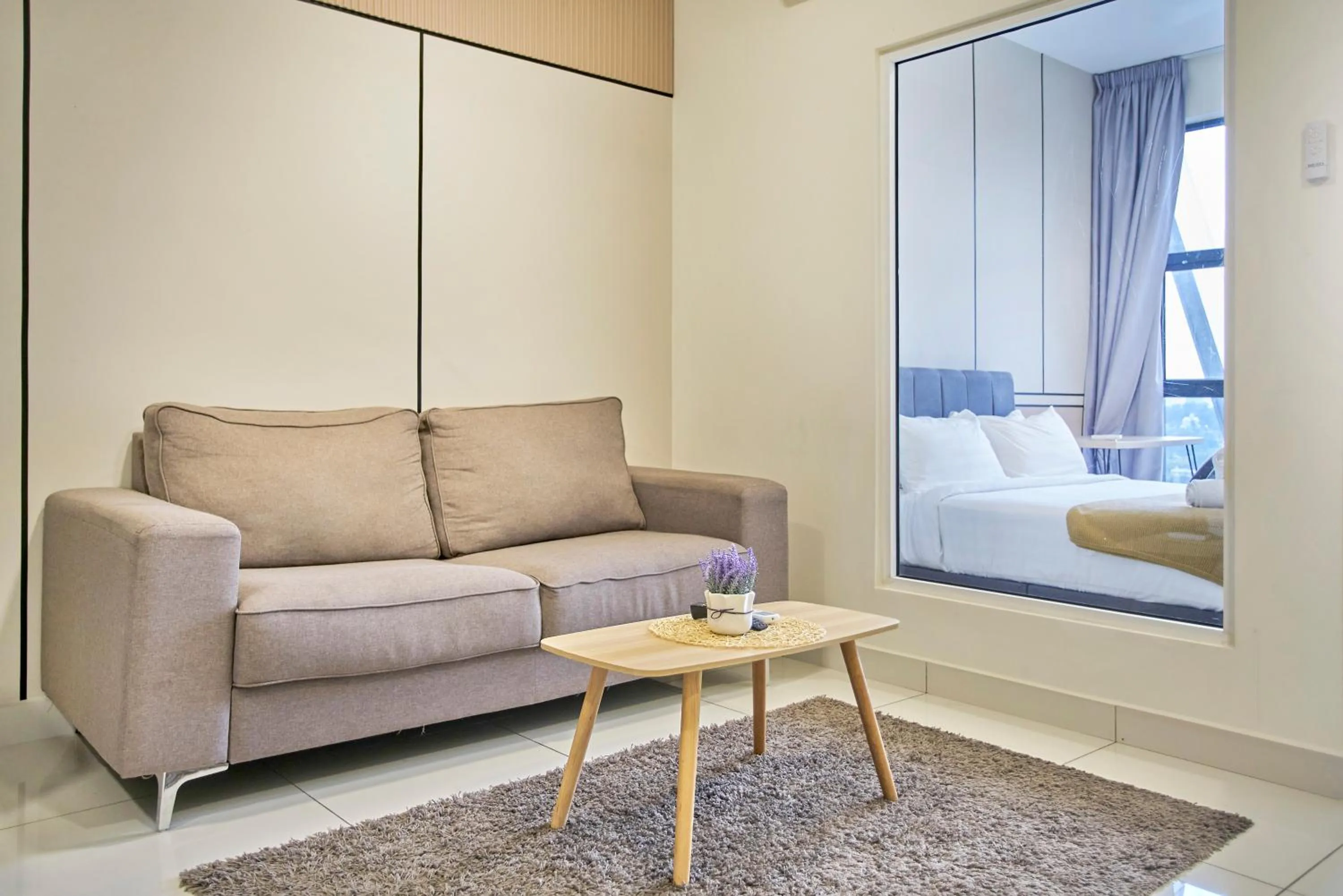 Seating area, Bed in Arte Mont Kiara Free Parking, Kuala Lumpur