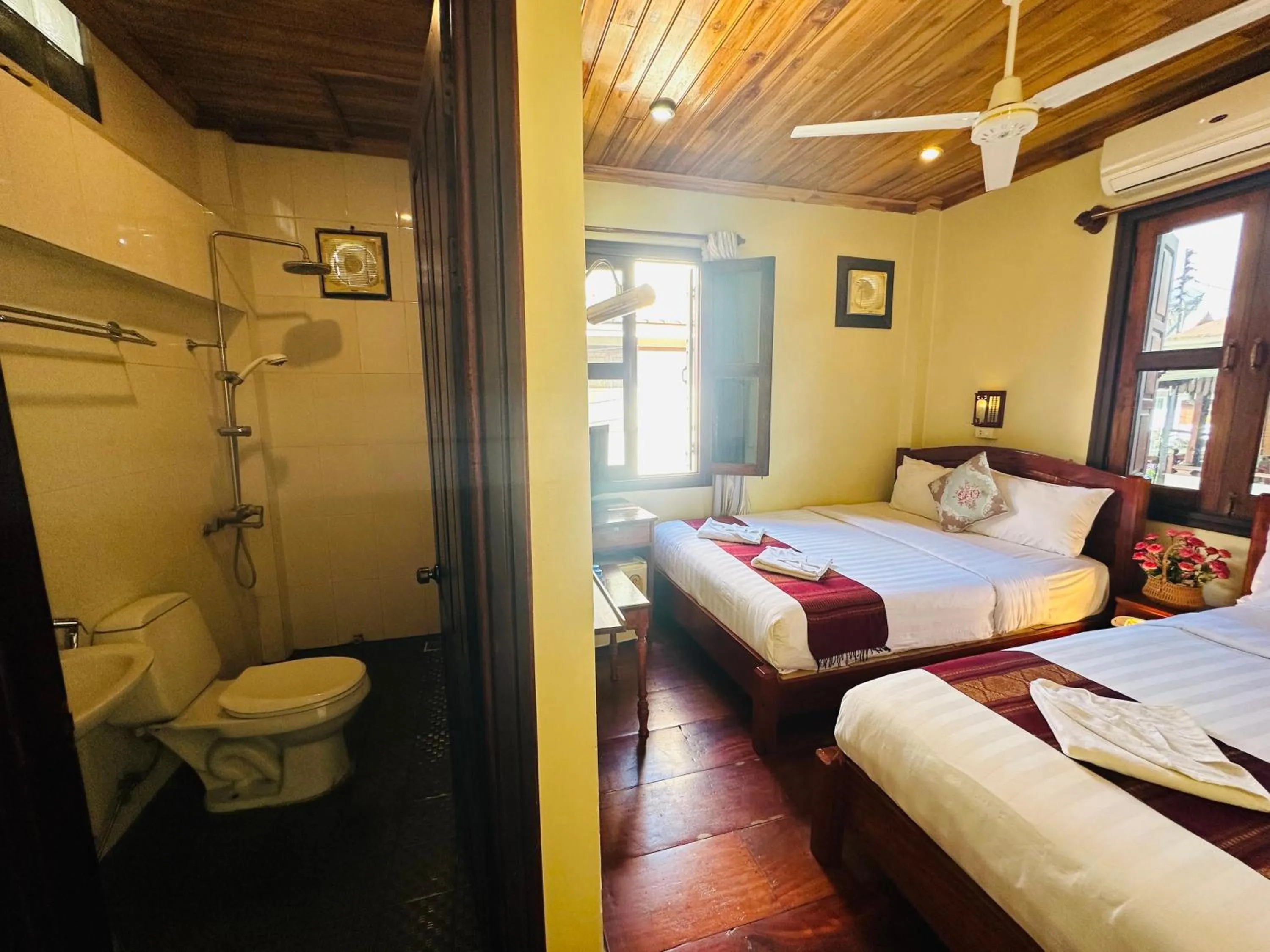 Shower, Bed in Anisa Mekong Riverside Villa