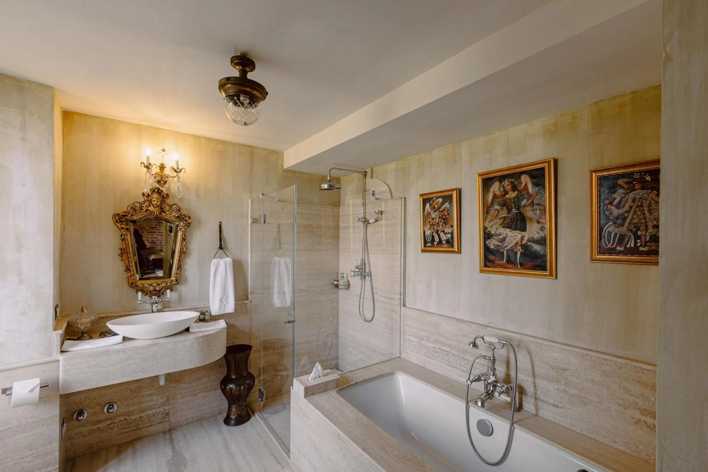 Shower in Castello di Casalborgone, Luxury Italian Castle Hotel