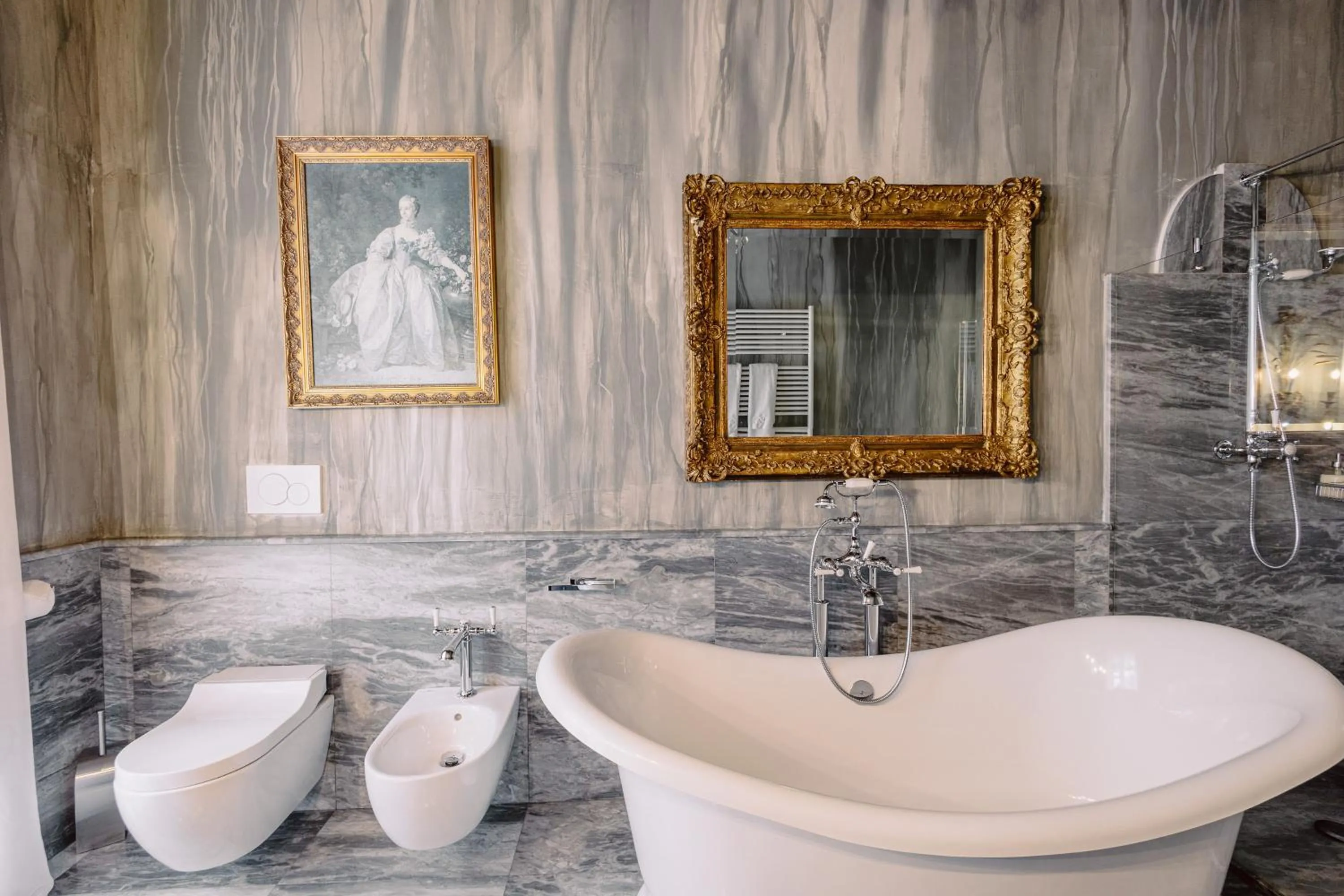 Shower in Castello di Casalborgone, Luxury Italian Castle Hotel