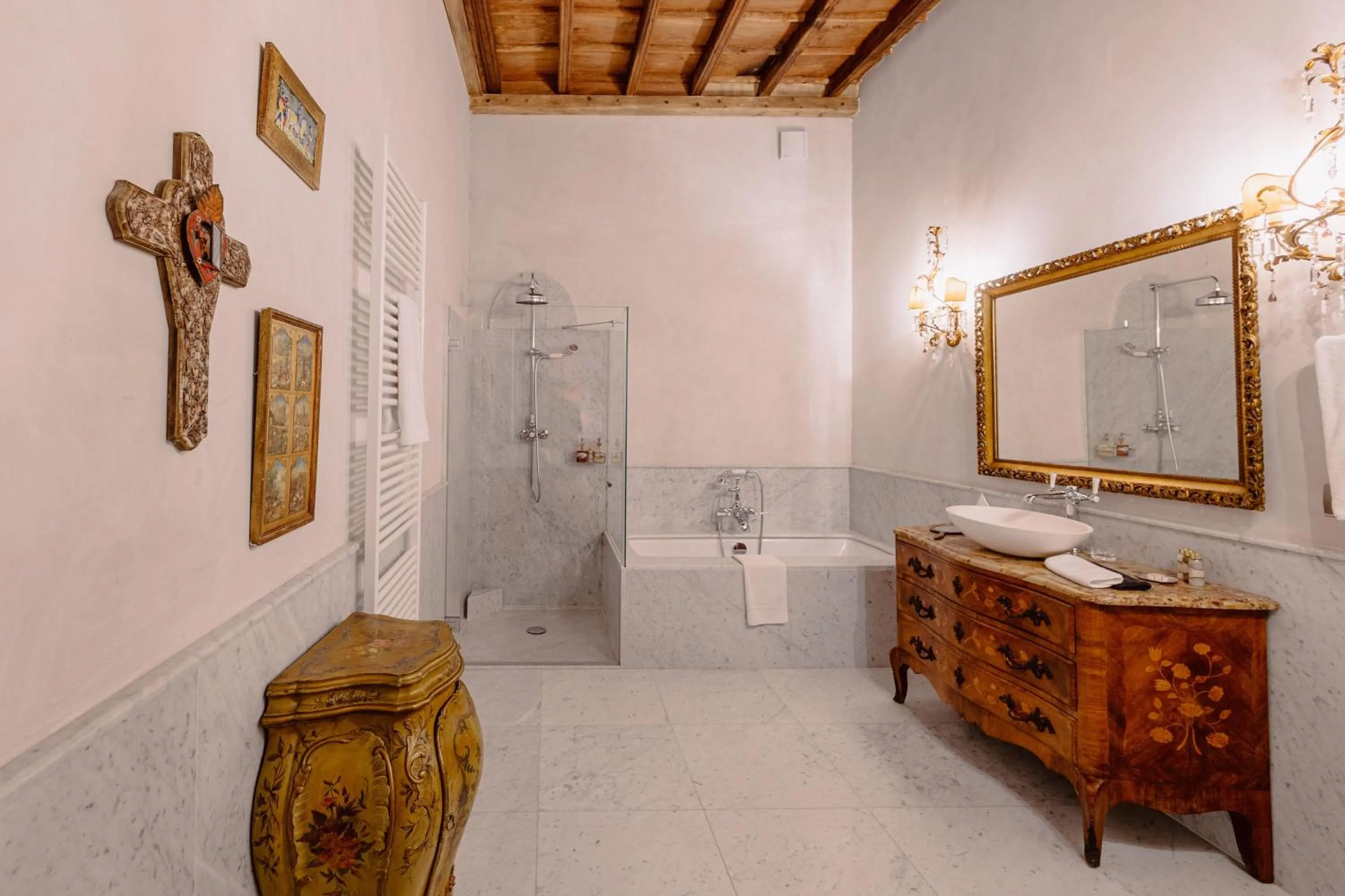 Shower in Castello di Casalborgone, Luxury Italian Castle Hotel