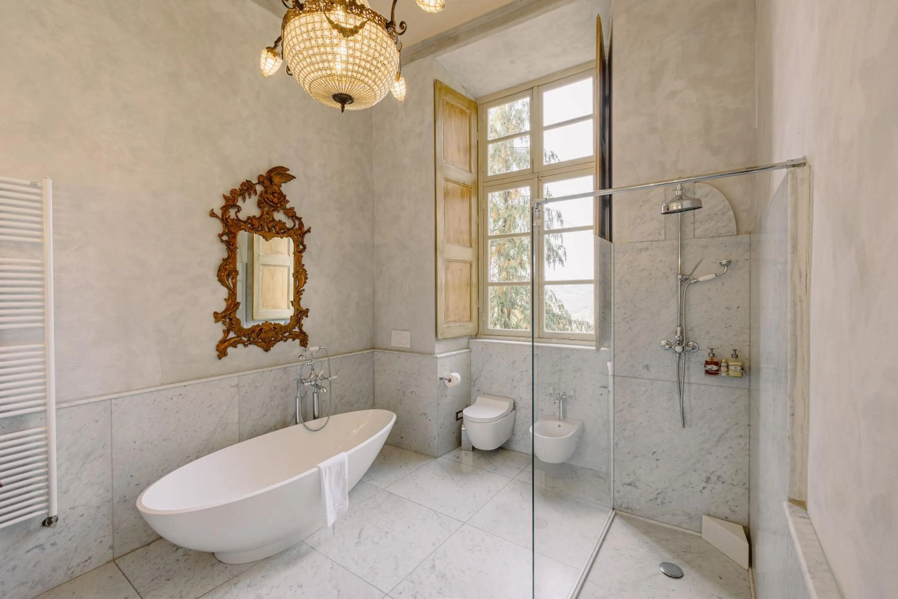 Shower in Castello di Casalborgone, Luxury Italian Castle Hotel