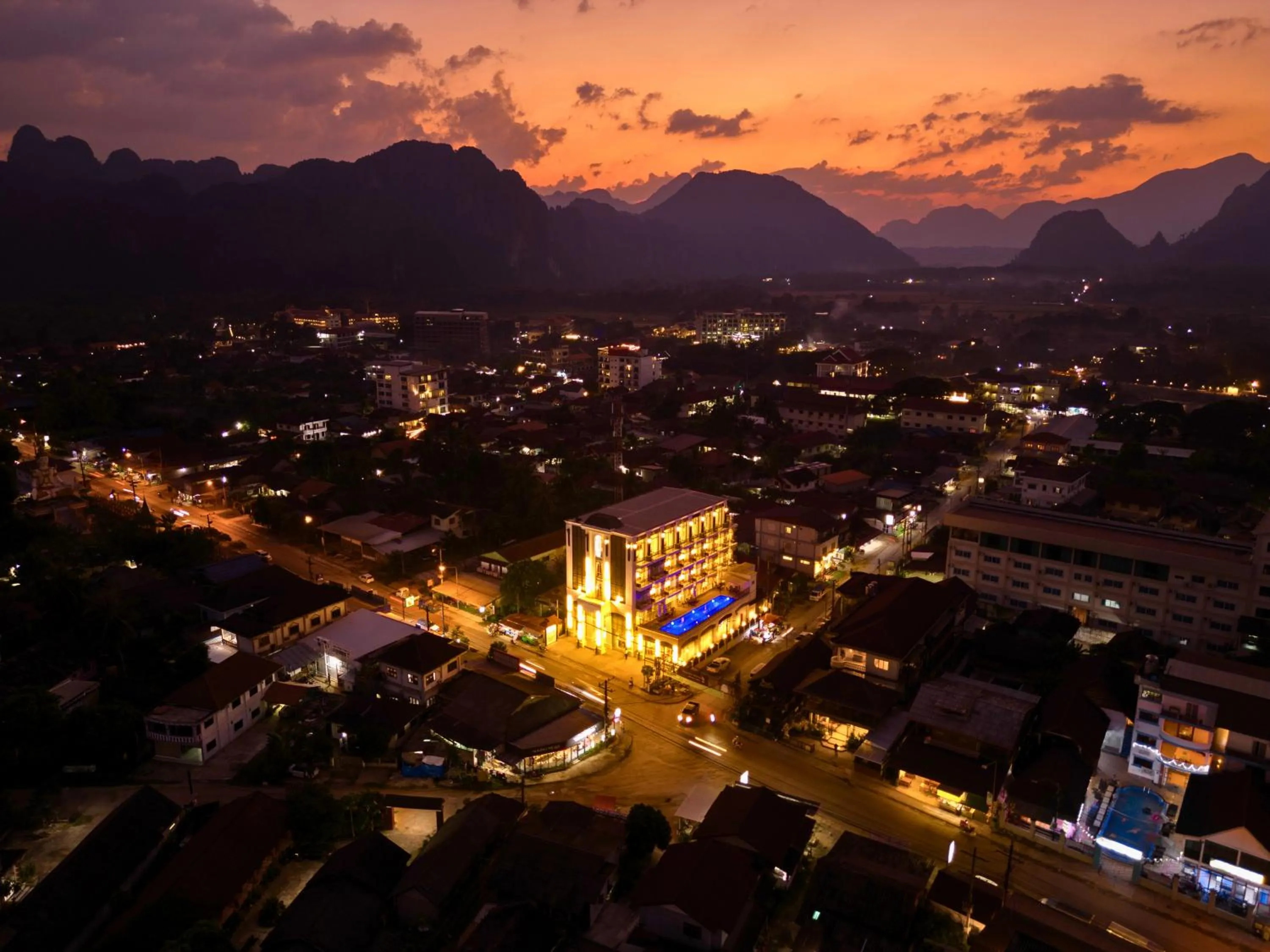 City view in Oudomsin VangVieng Hotel