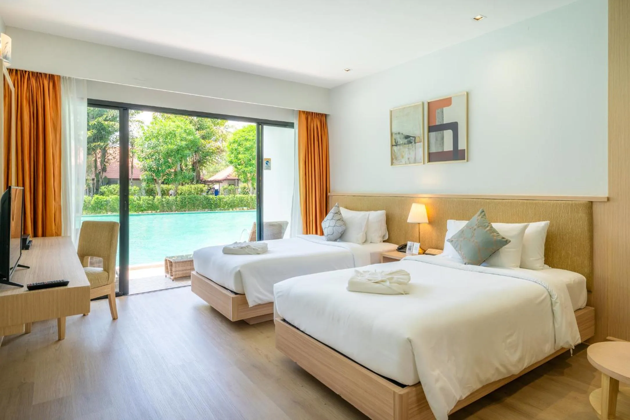 Pool view, Bed in D Varee Mai Khao Beach Resort, Thailand