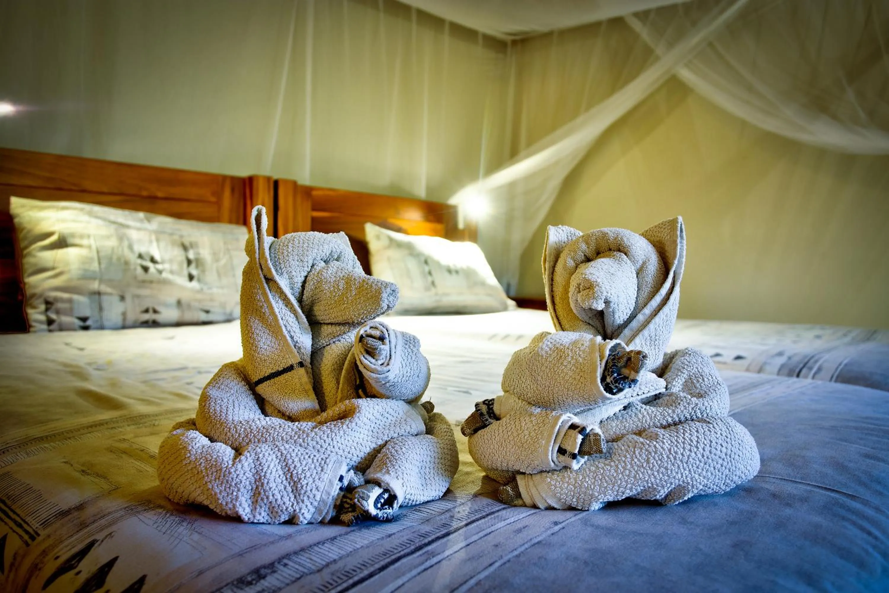Bed in Kubu Safari Lodge