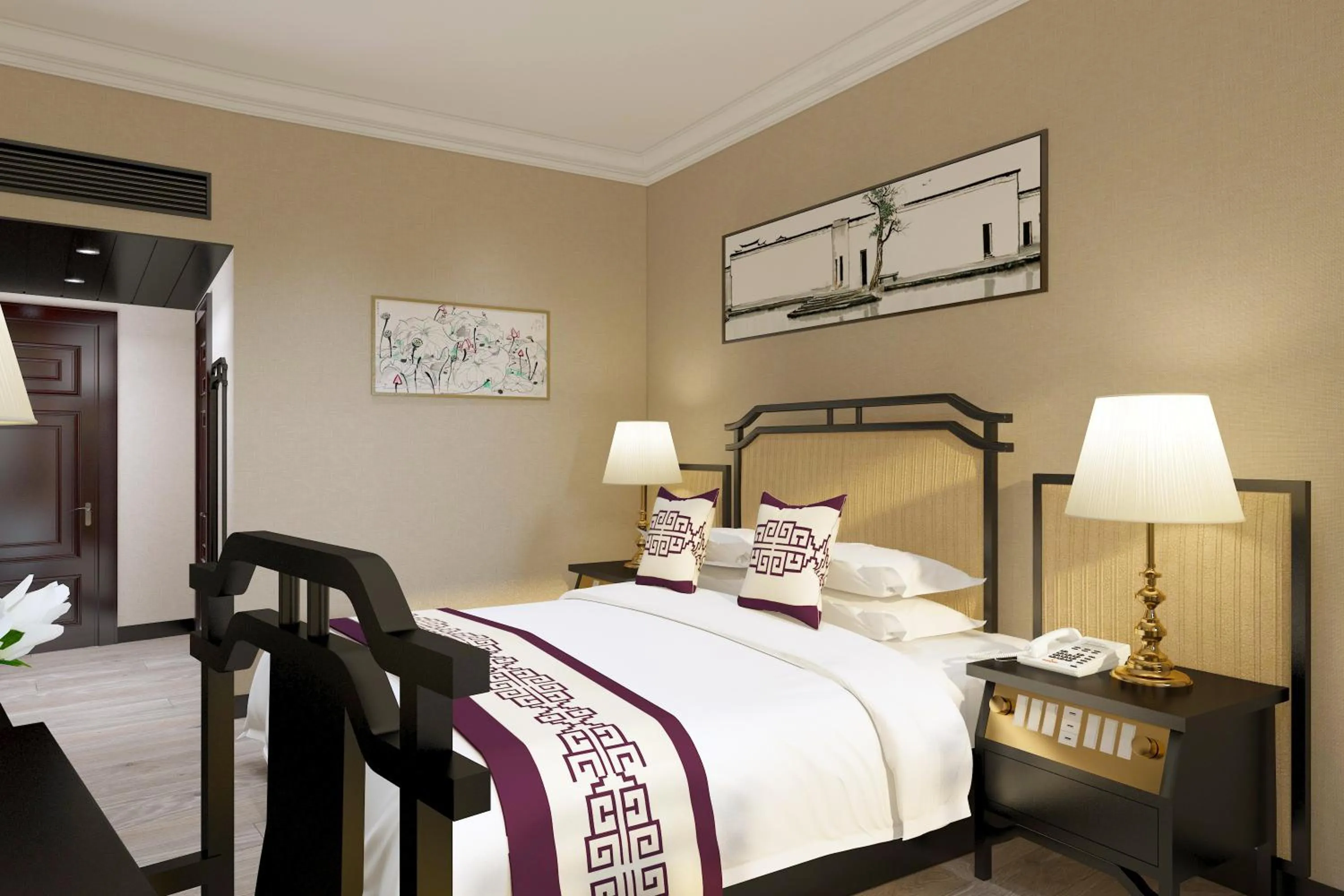 Bed in Yindo Jasper Hotel Zhuhai