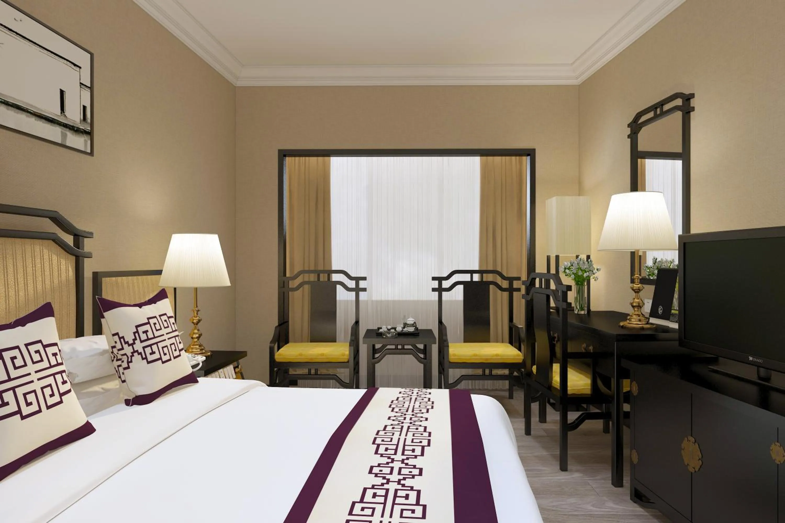 Bed in Yindo Jasper Hotel Zhuhai