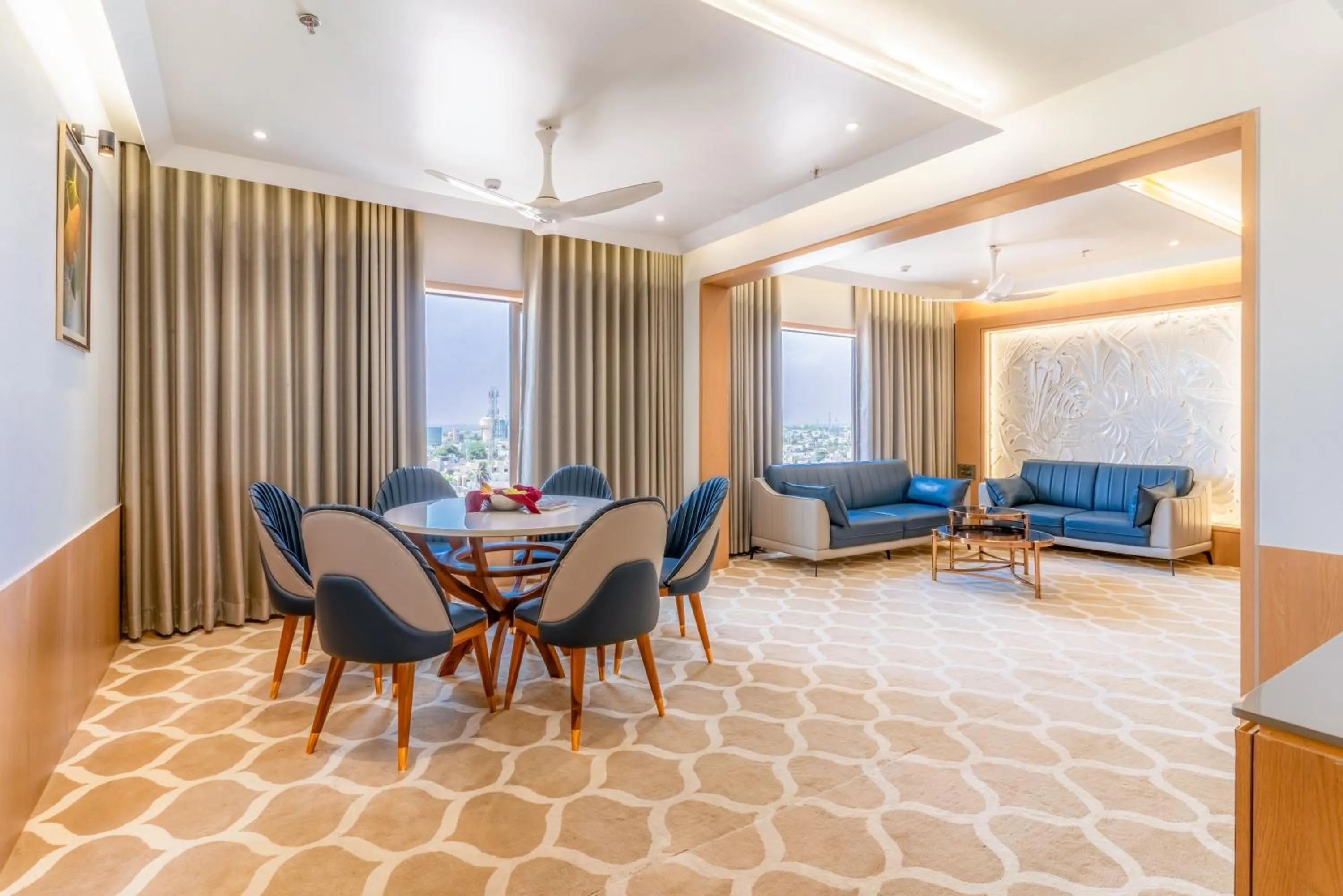 Seating area in Pride Elite Dwarka Near Dwarkadhish Temple