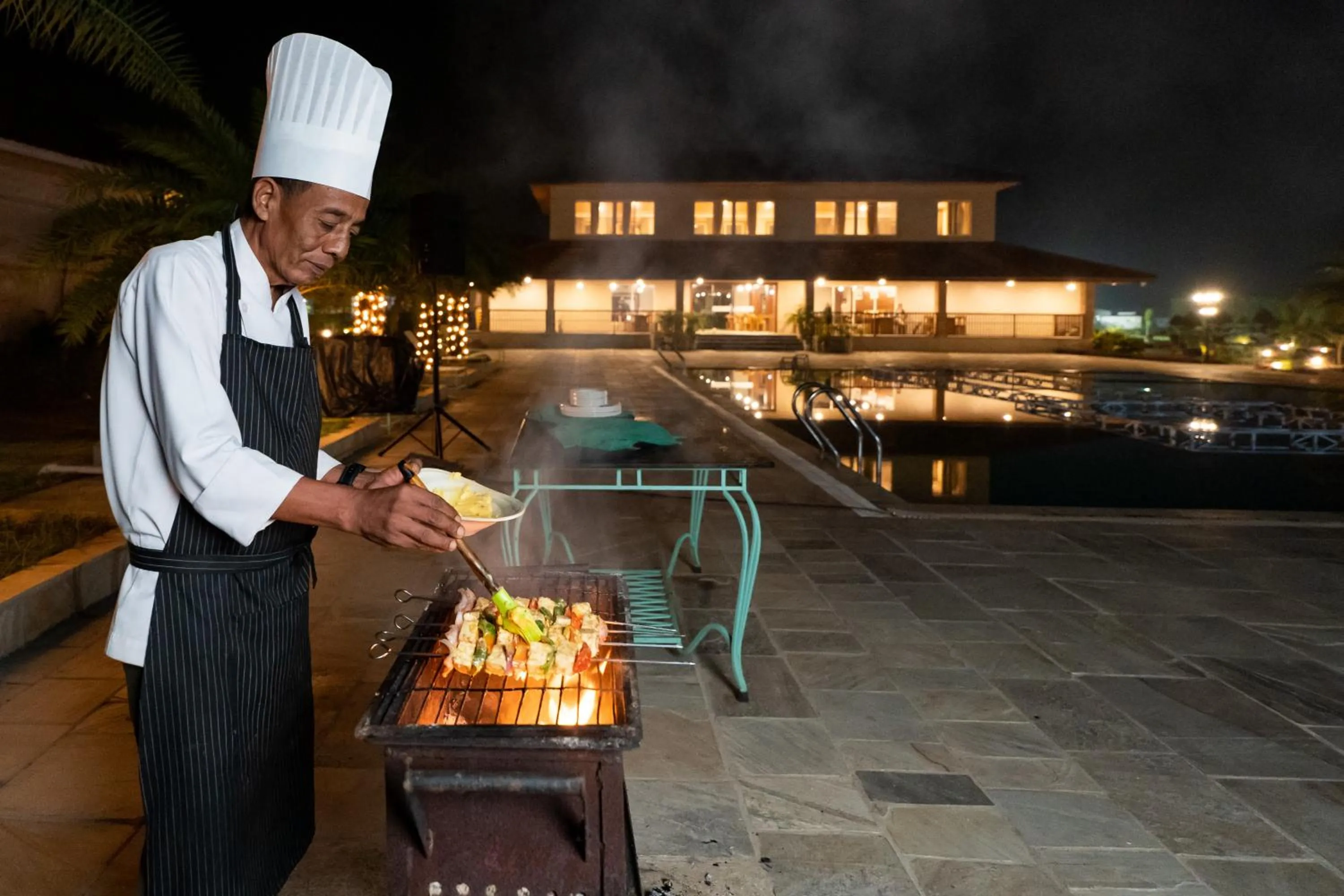 BBQ facilities in River Bank Jungle Resort, Chitwan