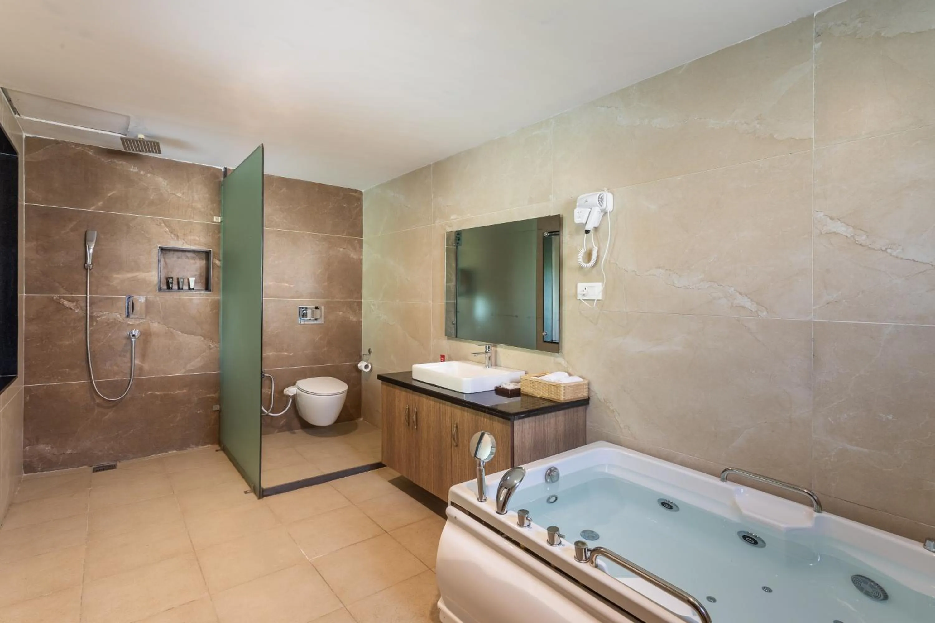 Shower in River Bank Jungle Resort, Chitwan