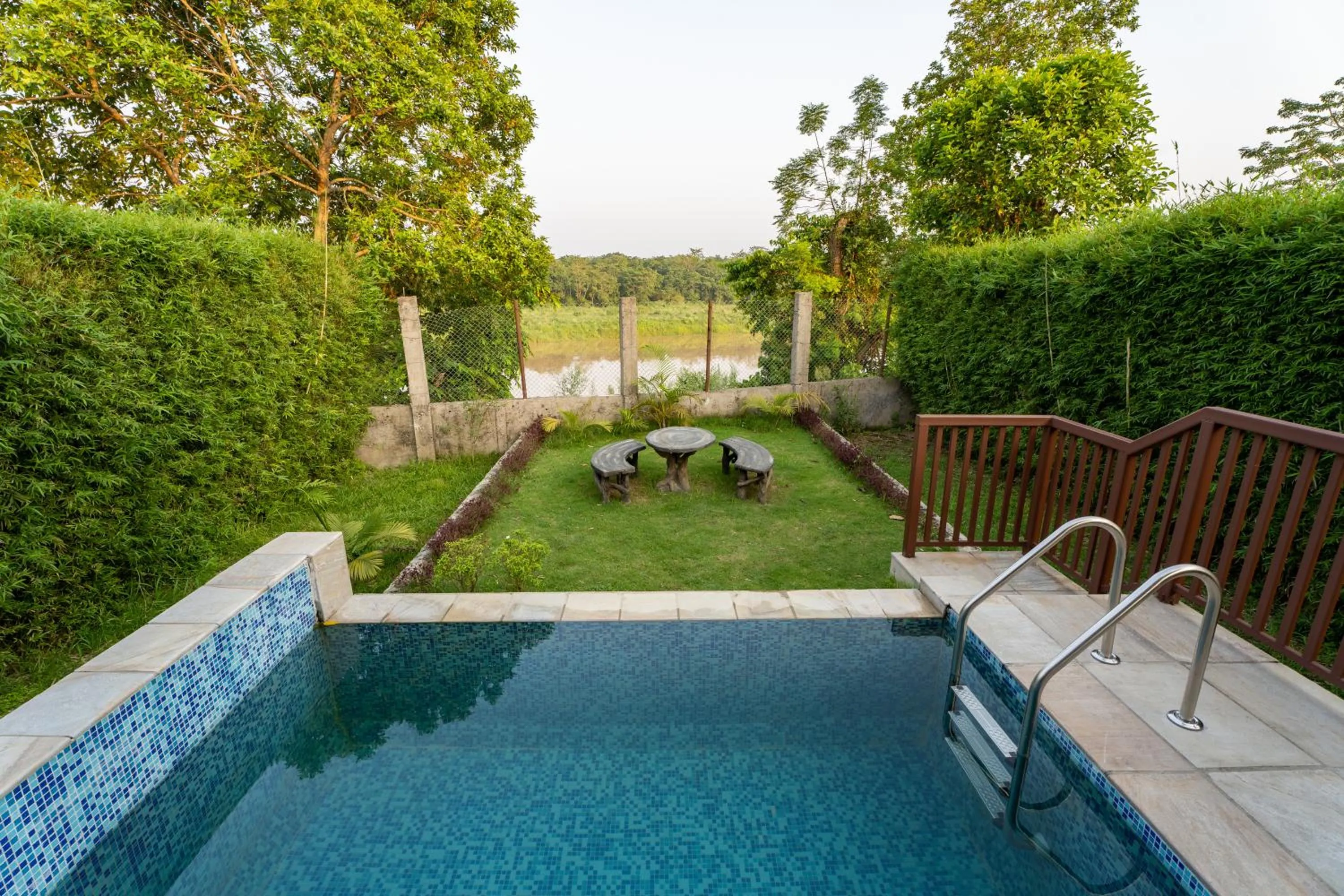 Patio in River Bank Jungle Resort, Chitwan