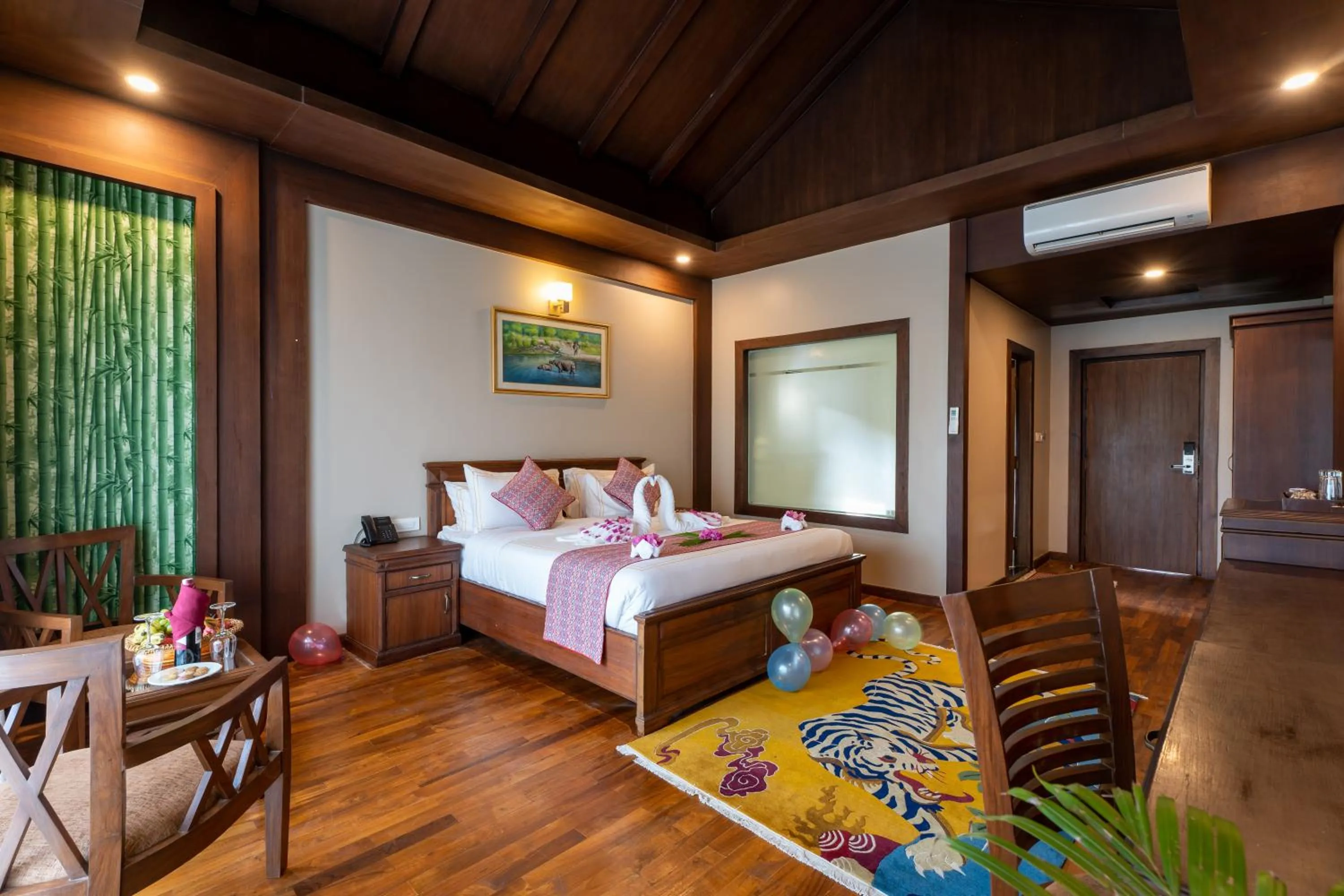 Bed in River Bank Jungle Resort, Chitwan