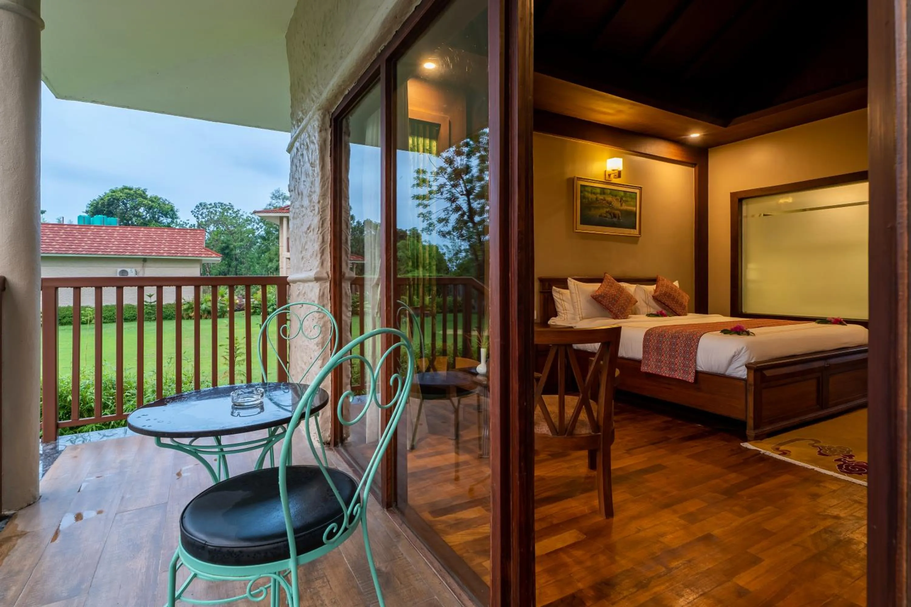 Patio, Bed in River Bank Jungle Resort, Chitwan